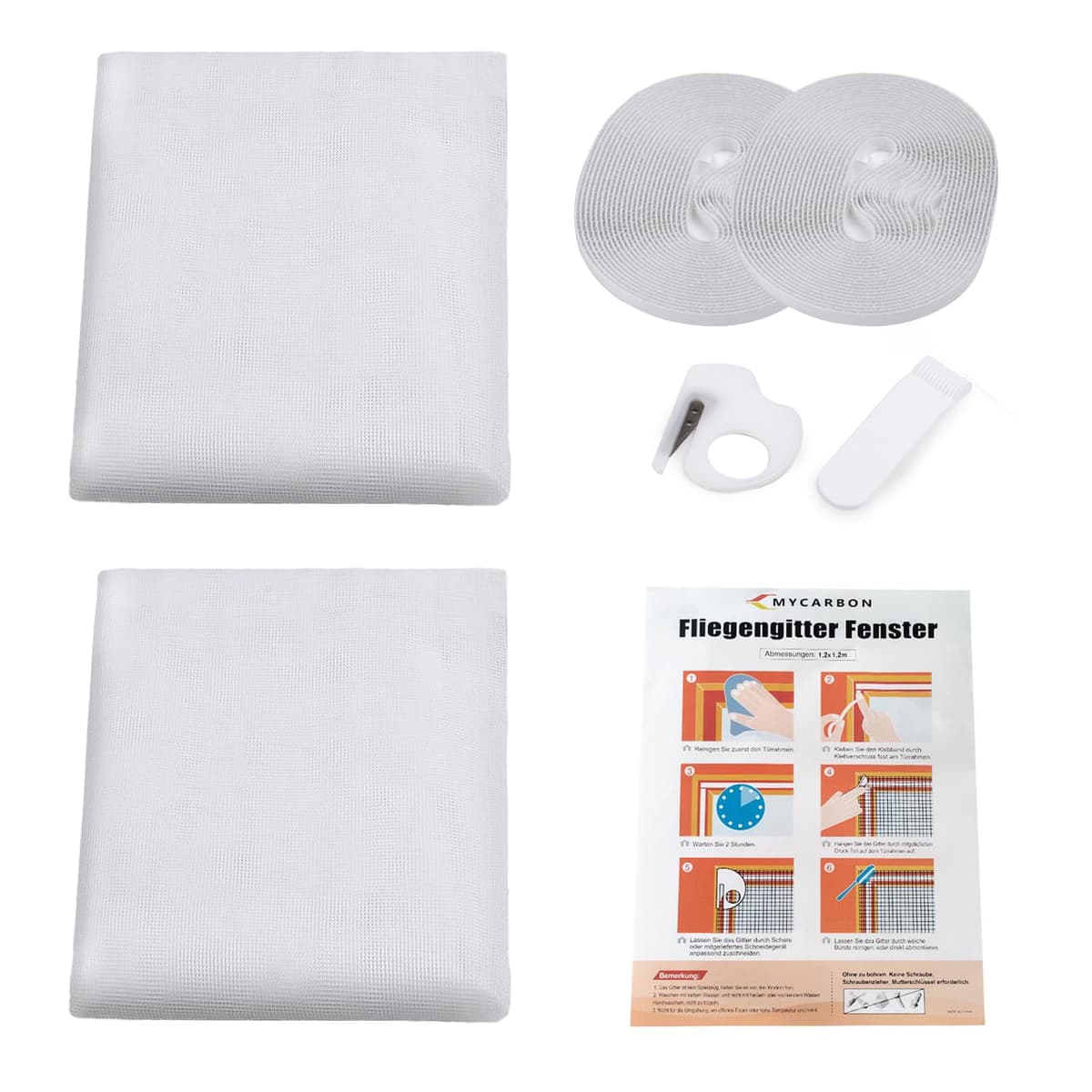 MYCARBON 2 Pcs Mosquitera para Ventana Autoadhesiva 150x180cm Blanca Anti Insectos Cortable con Cuchillo — view 5