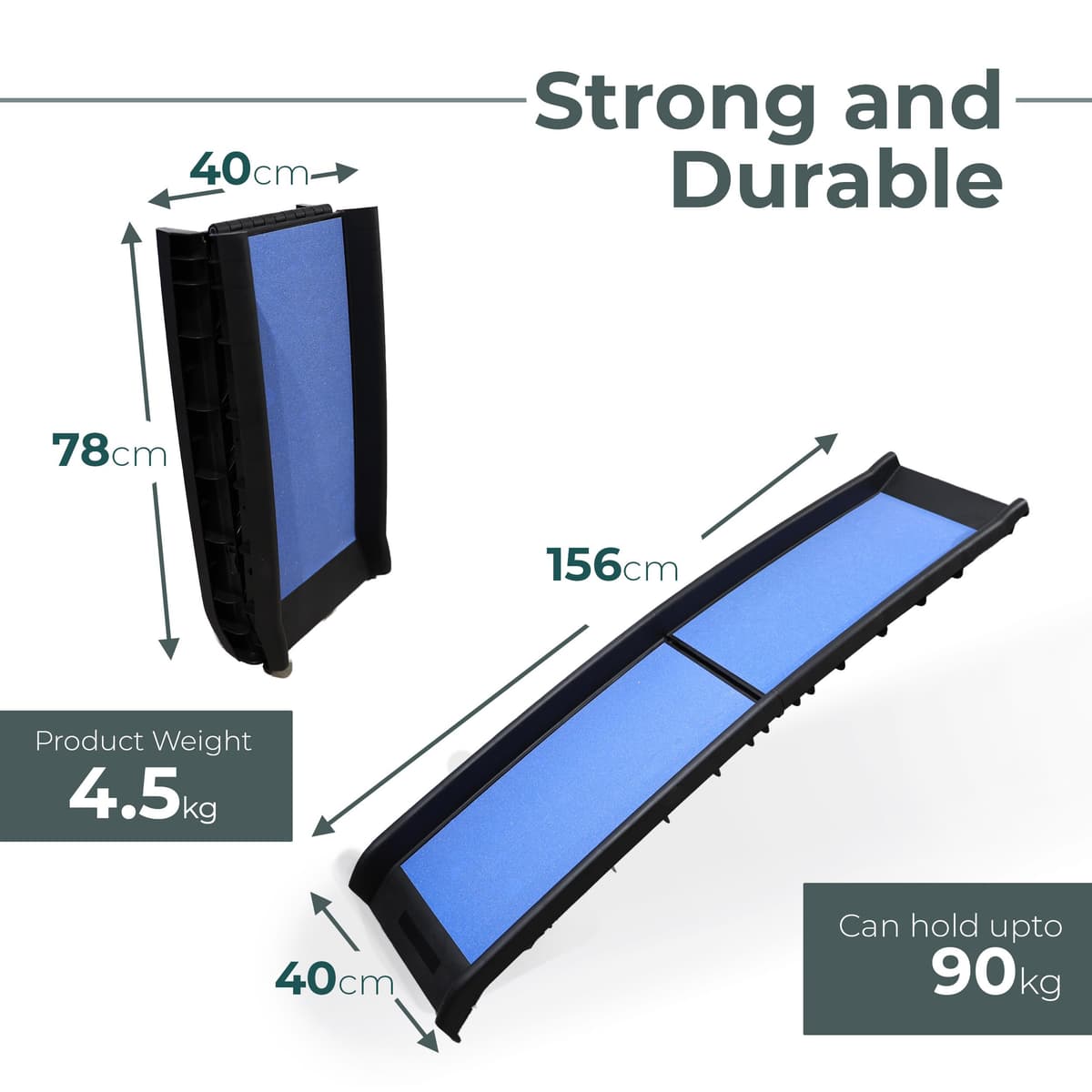 DIVCHI Pet Ramp Anti Slip Dog Ramps Lightweight & Portable Plastic Dog Car Ramps Foldable Pets Ramp (Blue) — view 4