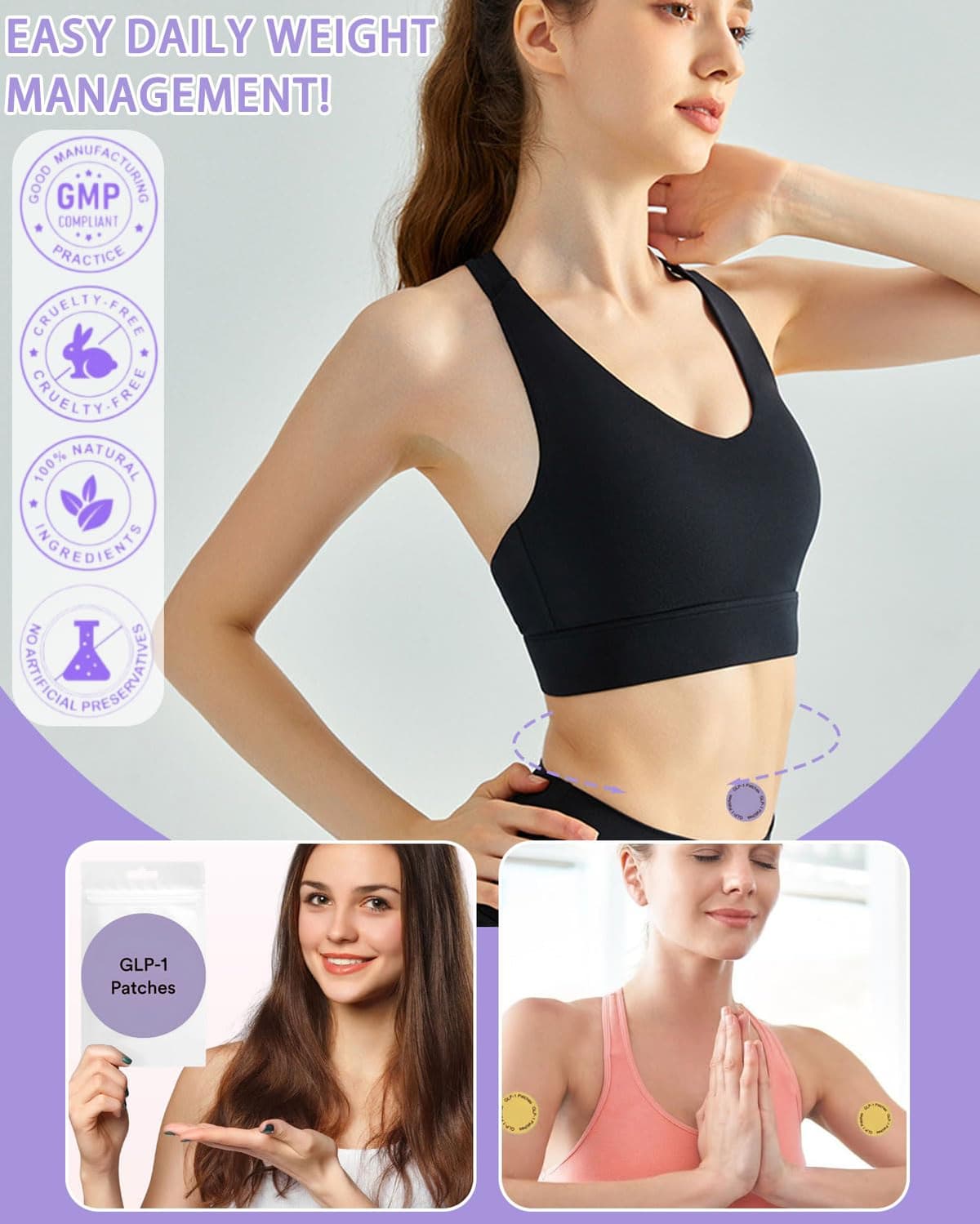GRETY Parches GPLP-1 Para El Equilibrio Metabólico, Soporte de Forma Saludable, Pegatinas de Ayuda al Metabolismo de Apoyo para La Piel del Vientre Toda La Piel | 60Pcs — view 5