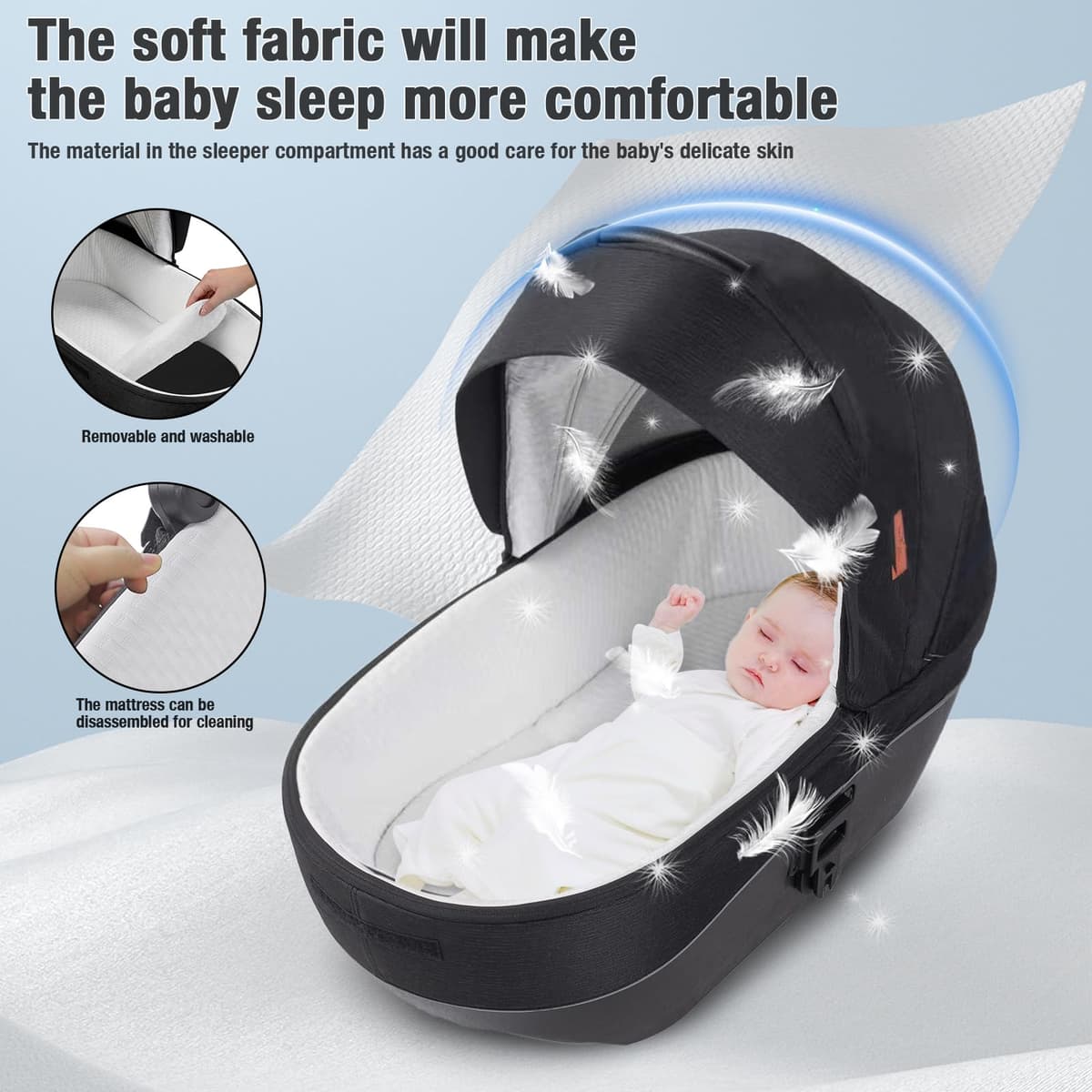 Travel System 3 in 1, from Newborn to Toddler, All-Terrain, One-Hand Fold, High-seat Baby Stroller, Convertible Pram — view 3