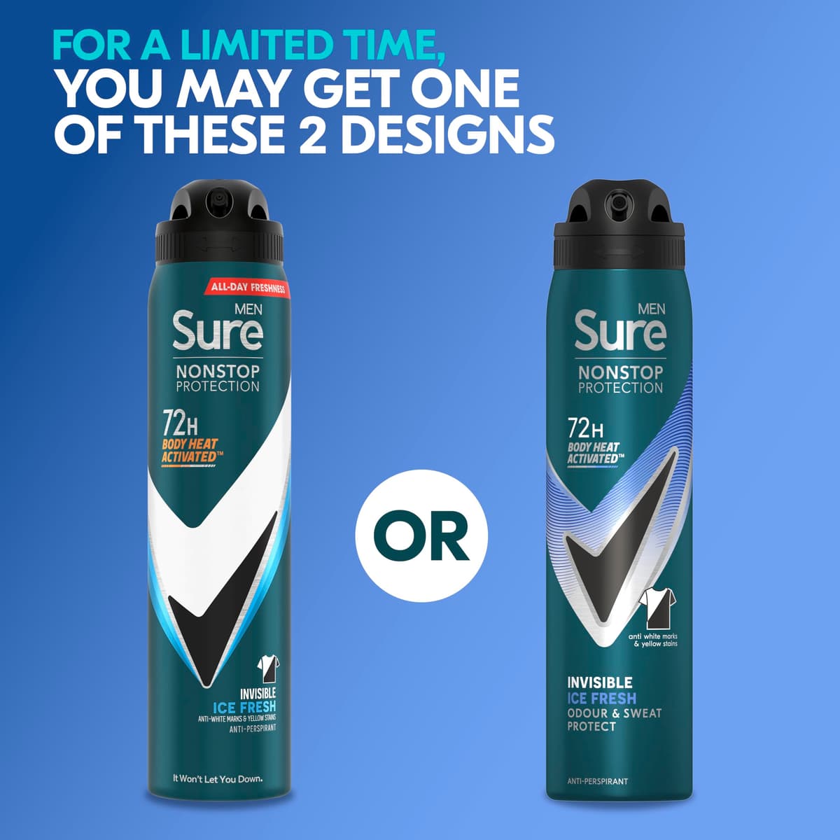 Sure Men Nonstop Protection Invisible Ice Fresh Deodorant Body Spray Antiperspirant with body heat activated technology for 72 hour odour and sweat protection 250 ml — view 5