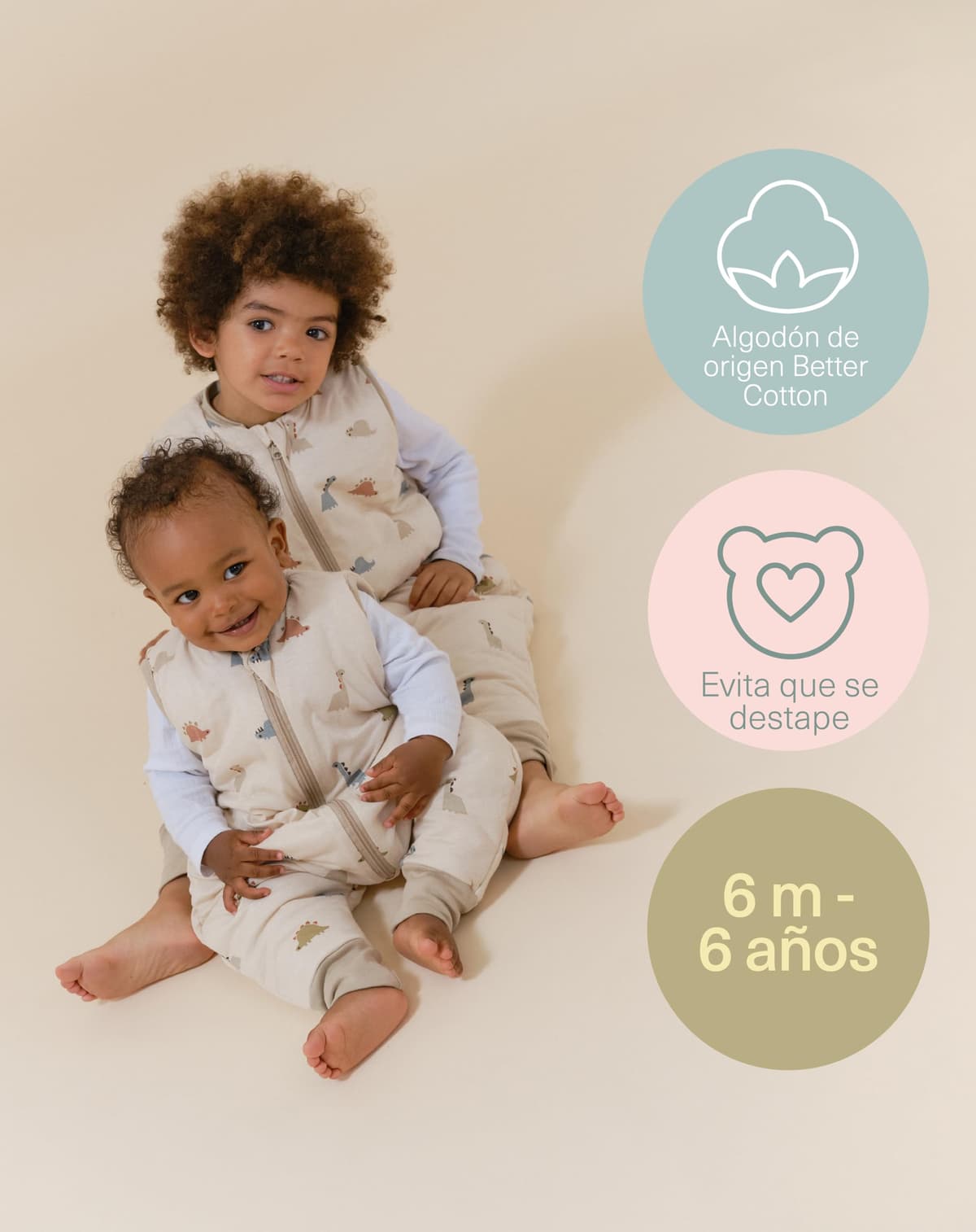 molis&co - Pijama Manta con Pies 2.5 TOG - 80 cm (2 años) - Ideal para Invierno - Suave y cálido - 100% algodón (Oeko-Tex 100) - Dinos — view 5