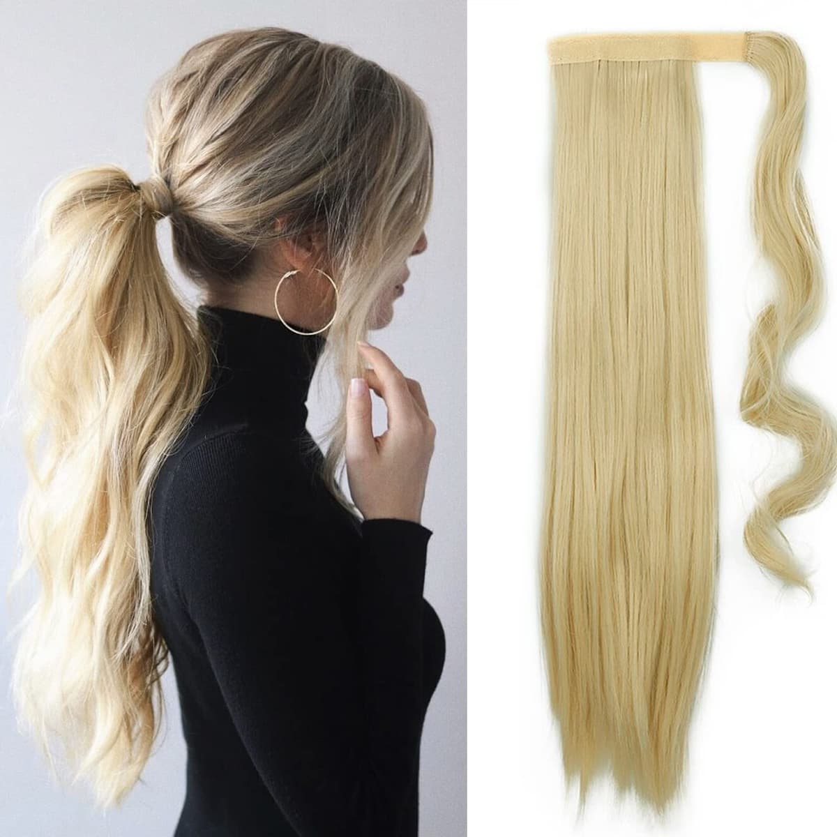 17"(43cm) SEGO Ponytail Long Synthetic Hair Looks Natural [Red Brown/Orange] Clip in Hair Extensions Curly Tail Ponytail Extension (90g) — view 58