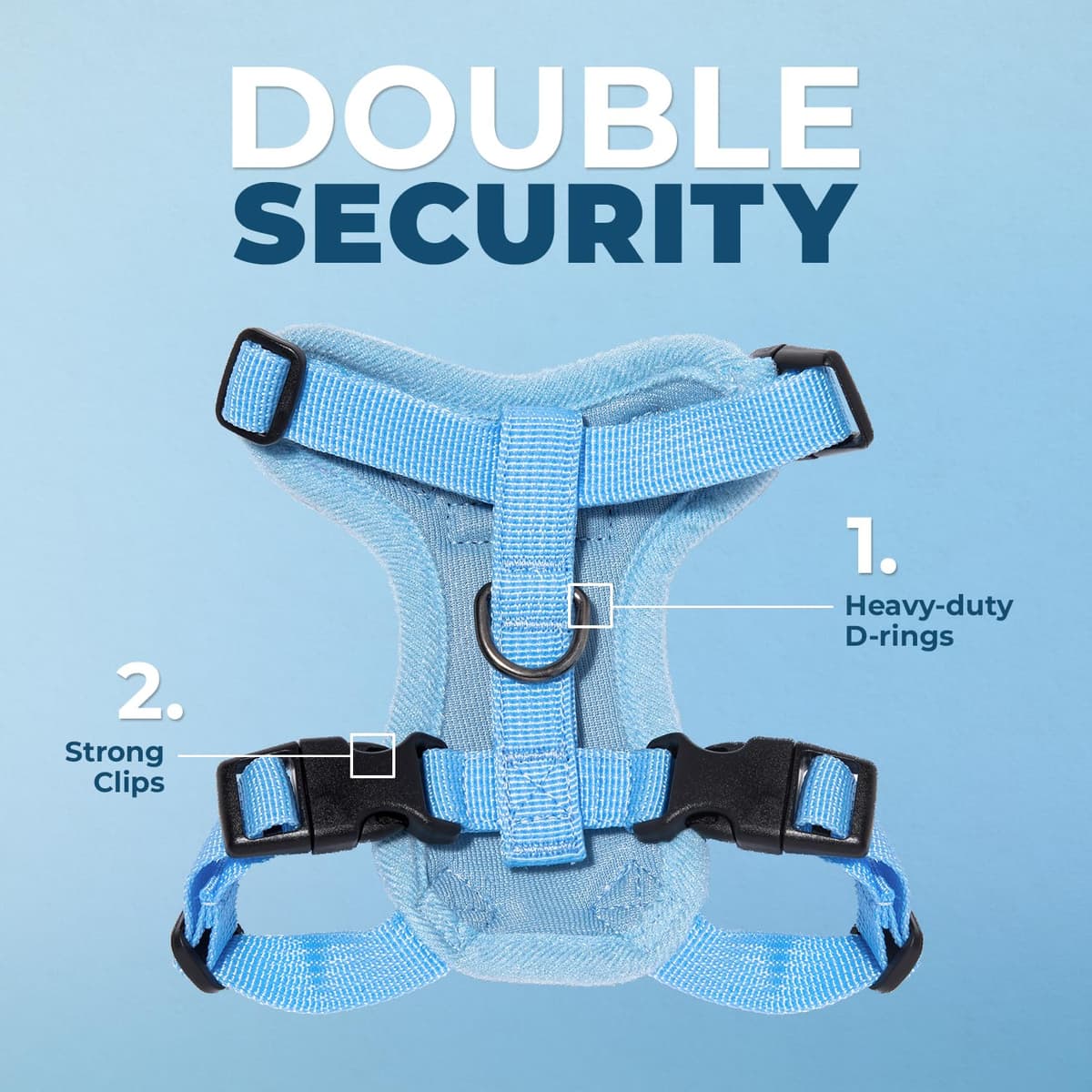 Voyager Step-in Lock Cat Harness and Reflective Cat Leash with Neoprene Handle by Best Pet Supplies - Supports Small, Medium and Large Breed Cats, Baby Blue, size XS - 5ft — view 2