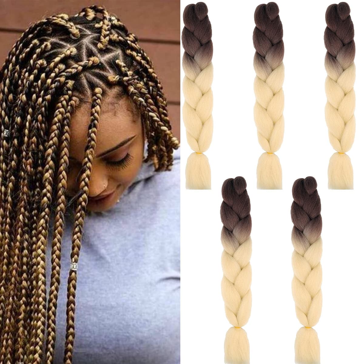 24" Braiding Hair Extension Jumbo Braids Synthetic 3bundles/pack Crochet Hair Afro Box Braid Heat Resistent (Dark Purple) — view 81