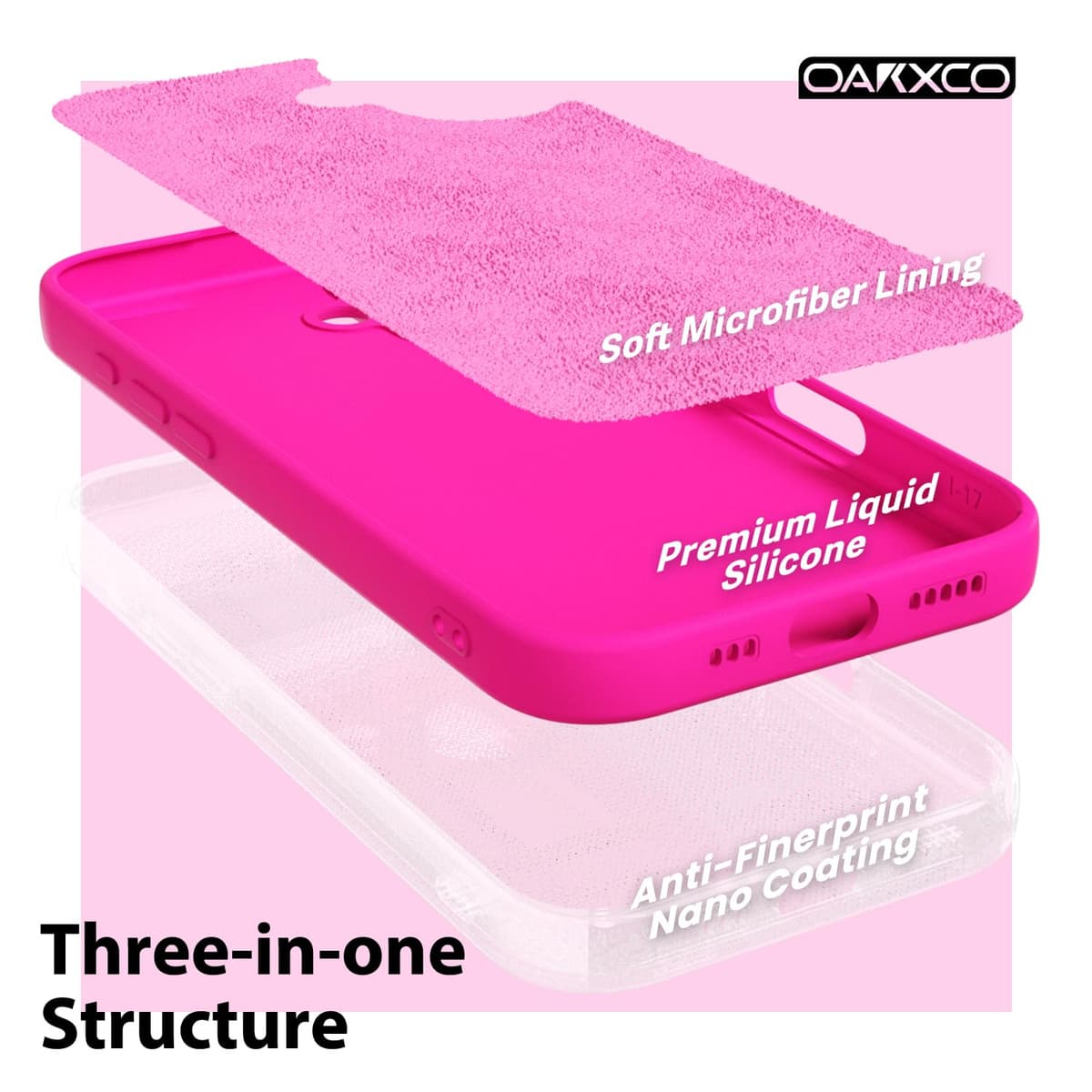 oakxco for iPhone 17 Pro Max Phone Case Liquid Silicone, Cute Thin Slim Grip Soft Rubber Gel for Women Men, Smooth Matte TPU Plain Solid Color Girly Simple Case with Camera Cover, Light Pink — view 1744