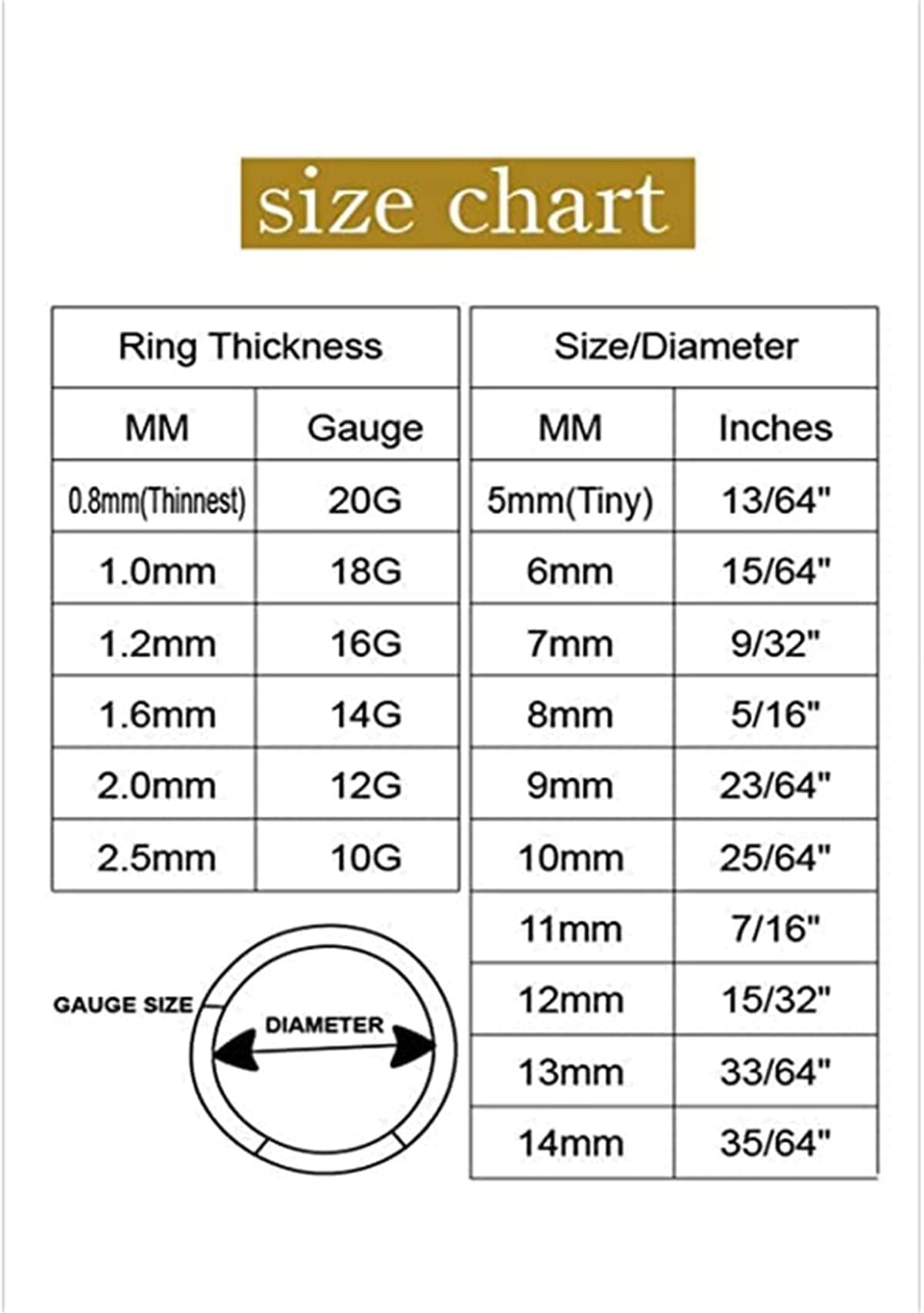 AROWRO 316L Surgical Steel Hinged Nose Rings Hoop 20G 18G 16G 14G 12G 10G 8G 6G 4G Seamless Piercing Rings for Nose Septum Cartilage Helix Tragus Conch Rook Daith Lobe Diameter 6mm to 14mm — view 8