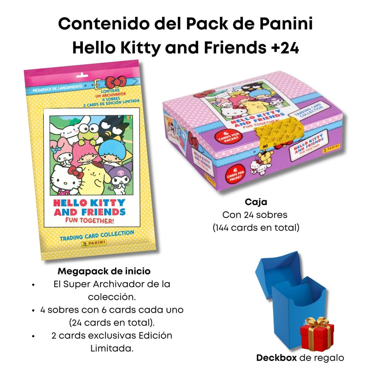 Panini Hello Kitty and Friends Fun Together, Trading Cards Coleccionables, Sobres Sorpresa, Deck Box de Regalo, Pack de Inicio (Inicio +caja 24 sobres) — view 2