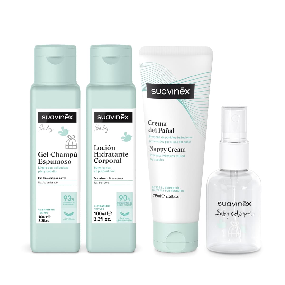 Suavinex, Neceser para Bebés de Tela, Set Regalo Bebé Recién Nacido con Cosmética: Gel Champú 100 ml + Loción Hidratante 100 ml + Crema Pañal 75 ml + Baby Cologne 50 ml. Formato Viaje. Azul Dreams — view 6
