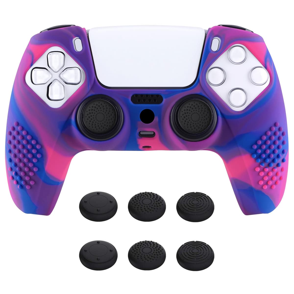 eXtremeRate PlayVital Funda de Silicona para ps5 Mando - Carcasa Protectora con 6 Tapas de Joysticks, Impermeable, Resistente y Antideslizante, Funda de Goma Suave, 3D Tachonado (Matcha Verde) — view 8