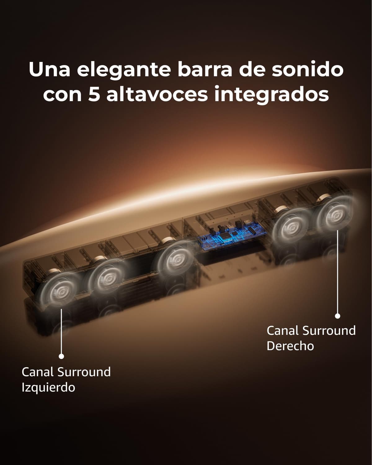 ULTIMEA 5.1ch Barra de Sonido TV con Dolby Atmos, Sistema de Sonido Envolvente para Home Cinema, Barra de Sonido con Subwoofer para TV, 340W, Bajos Ajustables, App, Bluetooth 5.4, Poseidon M60 Boom — view 3