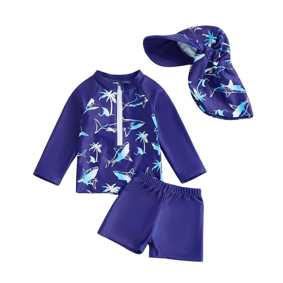 Traje Baño Manga Larga con Protección contra Erupciones para Bebé Niño Pequeño con Sombrero para el Sol Traje baño de Uso Profesional — view 4