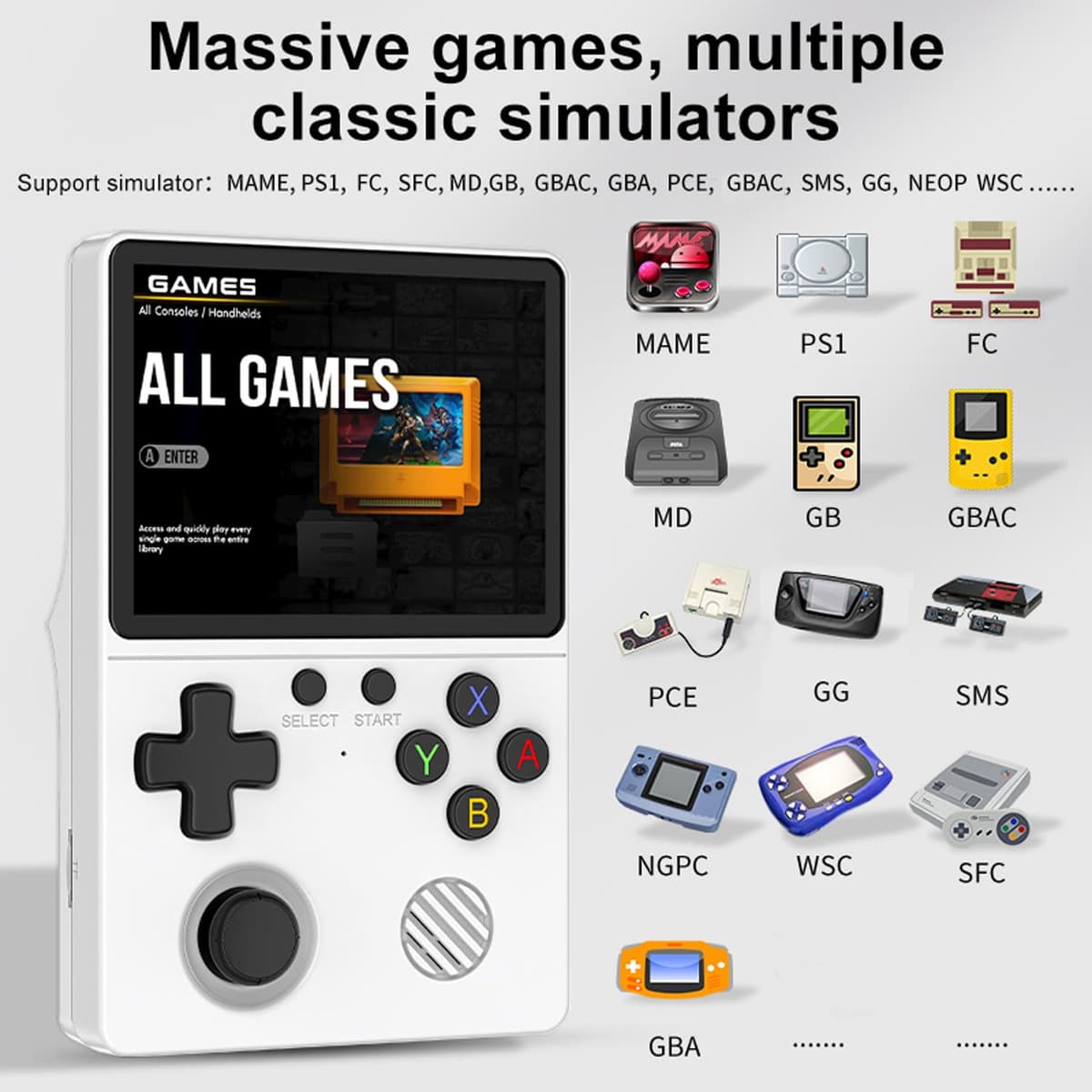 ASTEKID 2026 New Upgrade Retro Handheld Game Console with 20000+ Classic Game, Relive Childhood, Rechargeable Video Game Console, Support 30+ Emulators, Portable Pocket Arcade — view 2