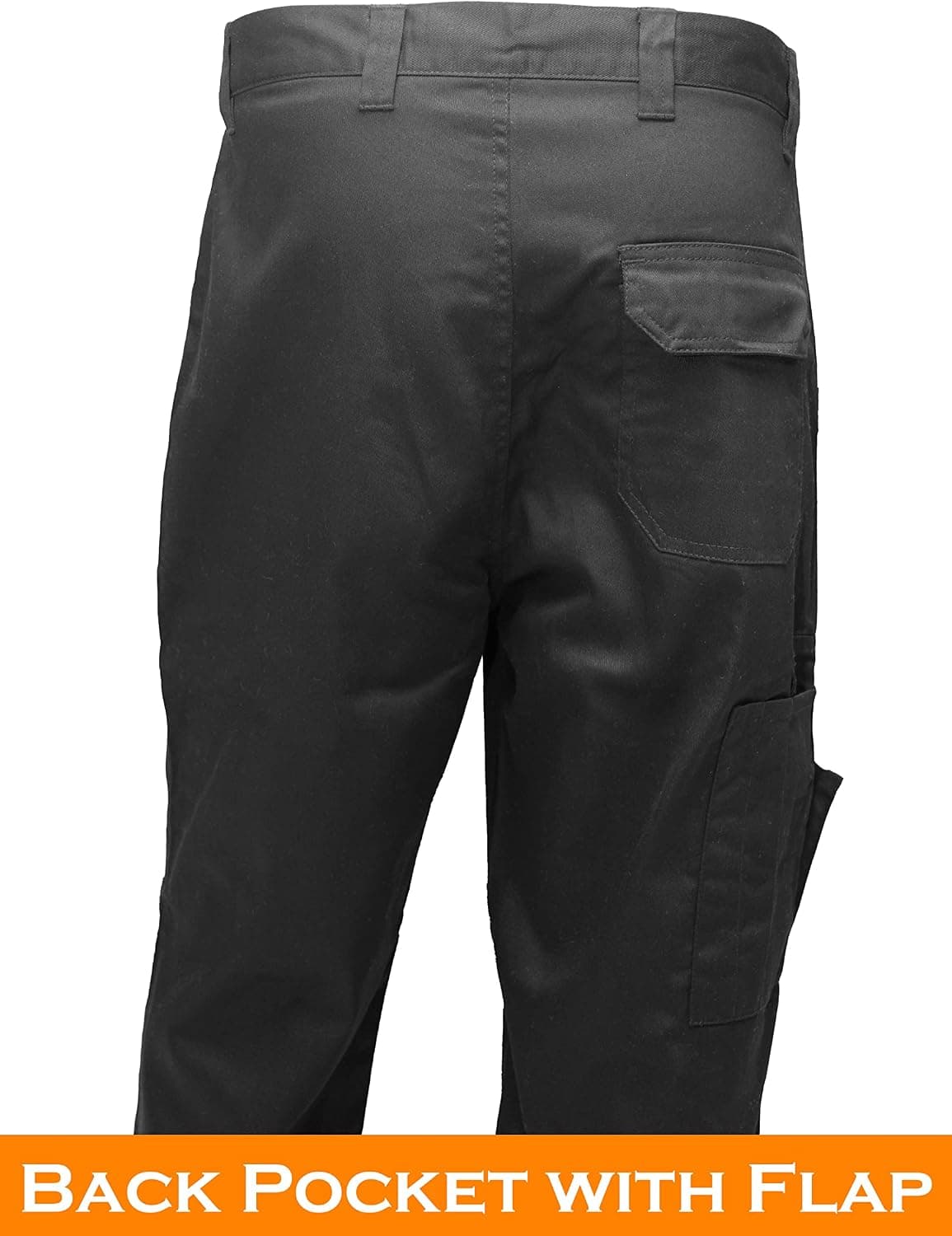 Multi Pockets Men Cargo Combat Work Trousers Work Pants with Button & Zip Fly 28W / 29L Black — view 4