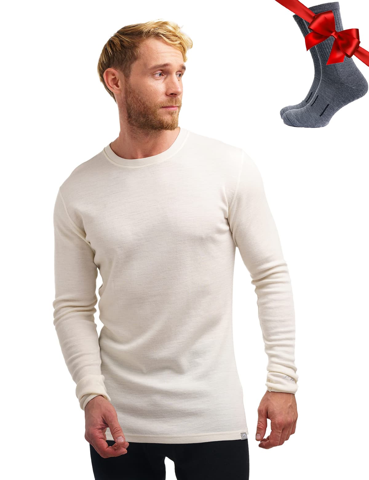 Merino.tech Camiseta Lana Merino Hombre - Deportiva Ropa Térmica 100% Lana Merino Ligero, Medio, Pesado con Calcetines — view 21