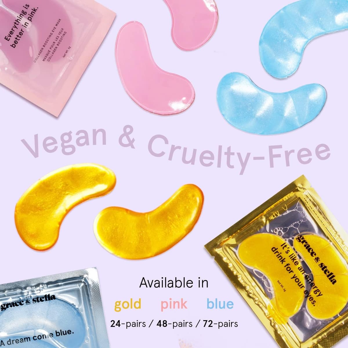 grace & stella Award Winning Under Eye Mask - Reduce Dark Circles, Puffy Eyes, Undereye Bags, Wrinkles - Under Eye Gel Patches, Vegan Cruelty-Free Self Care (4 Pairs, Gold) — view 6
