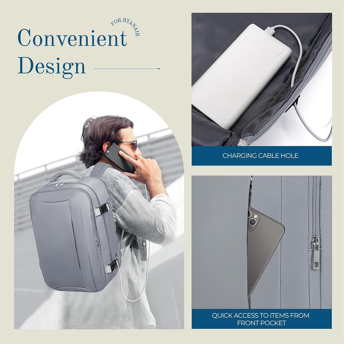 Lossga Mochila Viaje Cabina Avion 40x20x25 para Ryanair Travel Backpack Mochila Maleta Equipaje de Mano Mochilas Viagem Bolsa — view 5