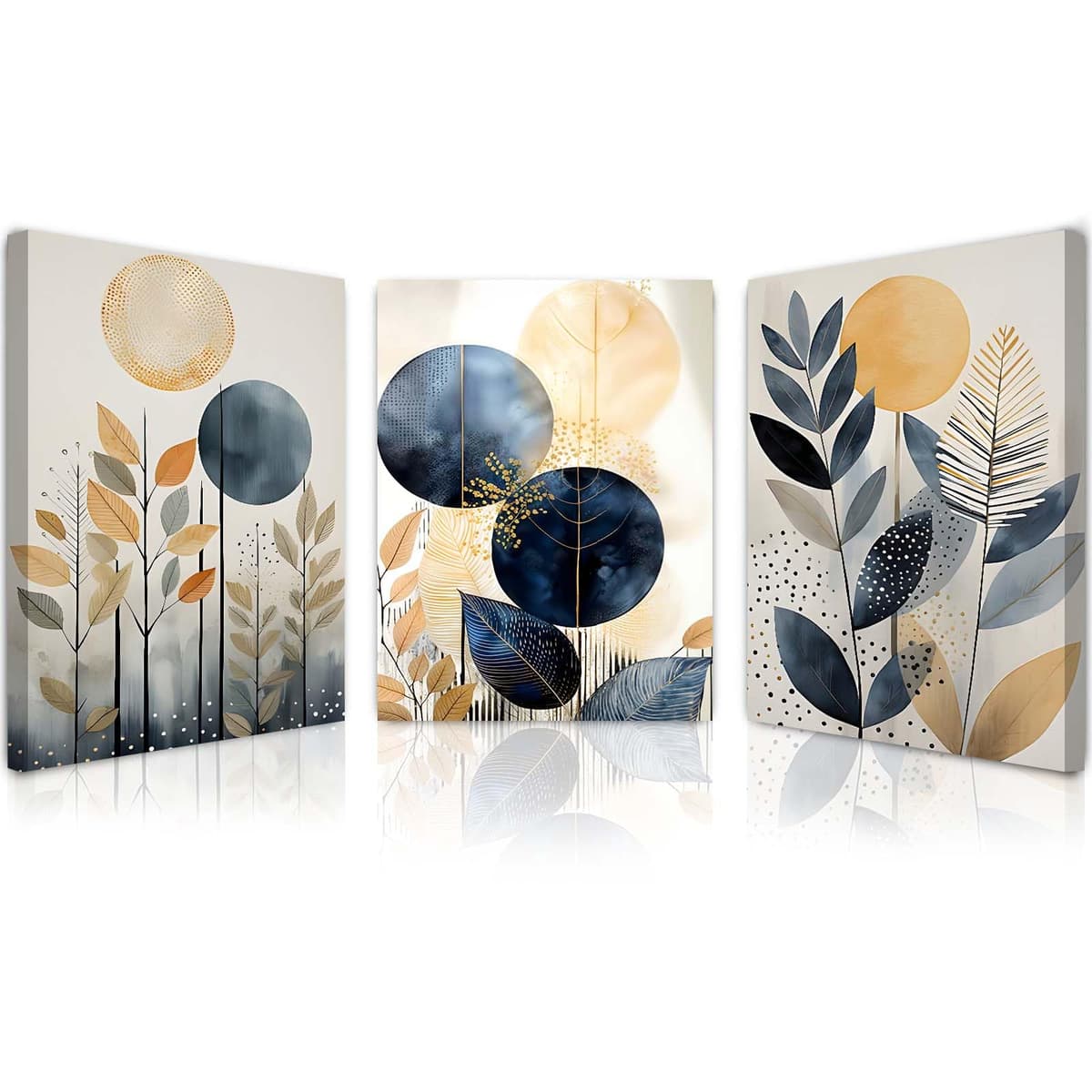Qiukoo Set of 3 Modern Canvas Wall Art Framed Abstract Prints Waterproof Fabric with Hooks Wall Decoration Artwork Prints for Living Room Bedroom Pictures 12x16 Inch — view 11