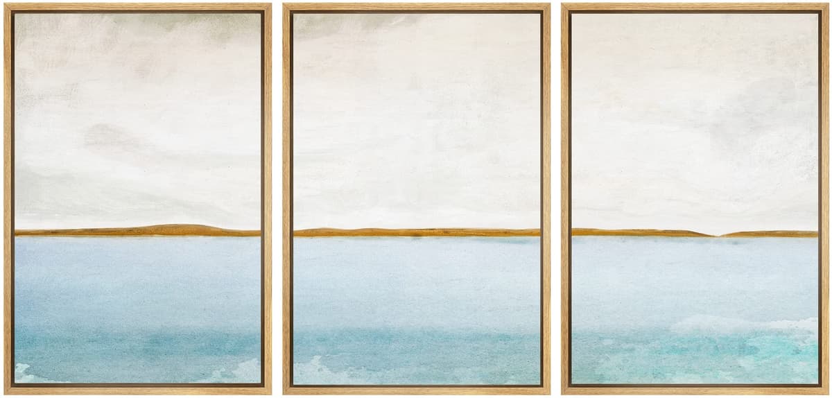 SIGNWIN Framed Canvas Print Wall Art Set Coastal Serenity Abstract Seaside Illustrations Modern Art Decorative Rustic Calm/Zen for Living Room, Bedroom, Office - 24"x36"x3 Natural — view 91