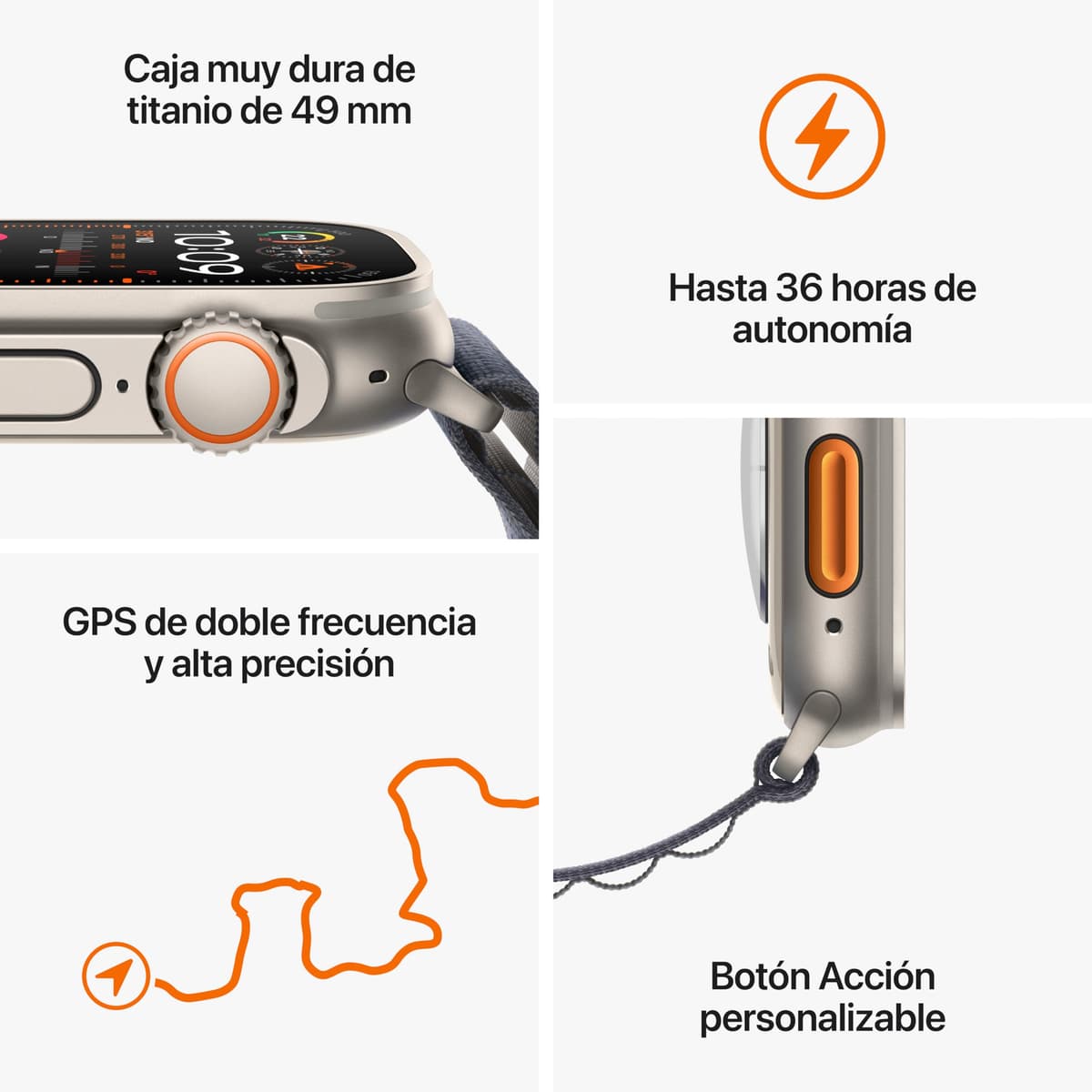 Apple Watch Ultra 2 [GPS + Cellular] Smartwatch con Caja de Titanio Resistente de 49 mm y Correa Loop Trail Azul/Negra - Talla M/L. Monitor de entreno, GPS de Alta precisión, Neutro en Carbono — view 5