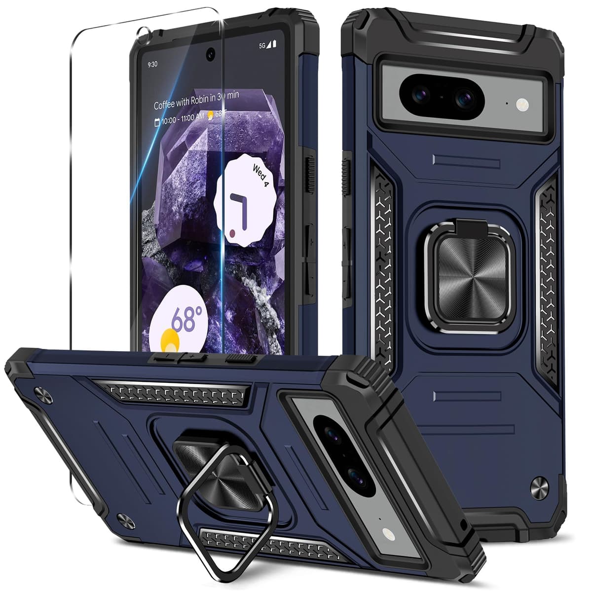 Btstring Funda para Honor Magic 6 Pro, Carcasa Antigolpes con Soporte anular metálico, Case Protectora de Grado Militar, Negro — view 187