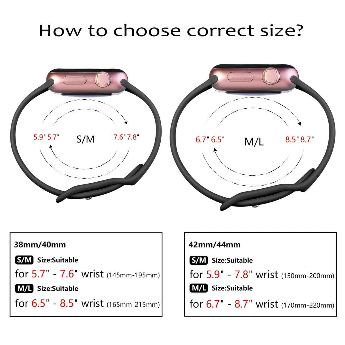 Epova Silicone Strap Compatible with Apple Watch Strap 40mm 38mm 41mm 42mm, Replacement Straps for iWatch SE 3 Series 11 10 9 8 7 6 5 4 3 2 1, Black, Small — view 7