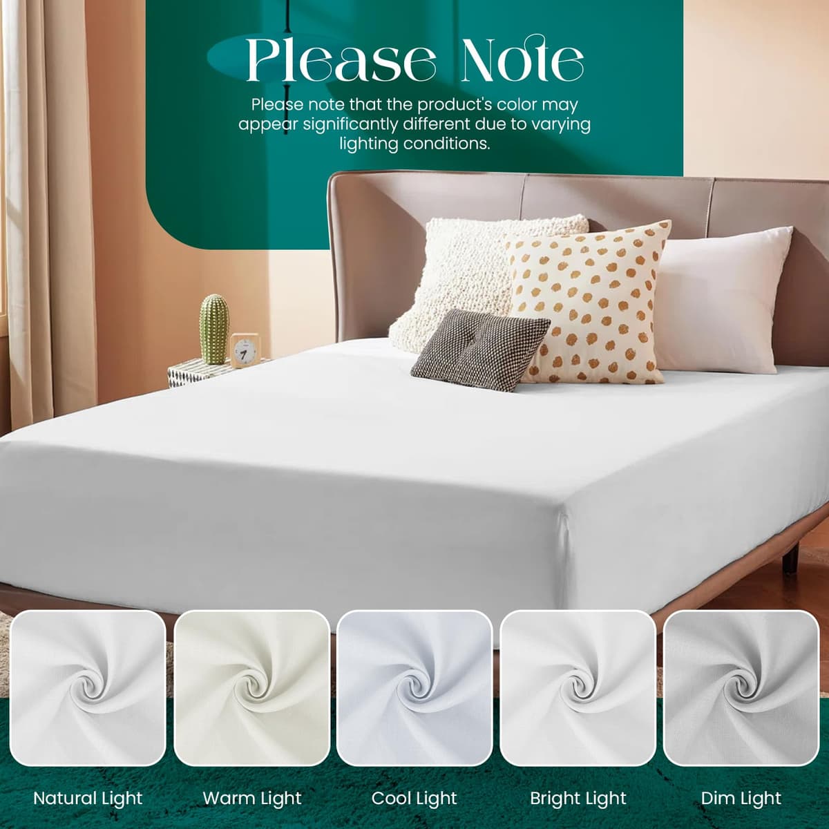 Linens World Egyptian Cotton Fitted Sheets Breathable, Anti Wrinkle 40cm Deep Pocket 200 Thread Count Bed Sheets Double Bedding & Linen- White Bedding Double 137 X 190 CM Double Fitted Sheet — view 8