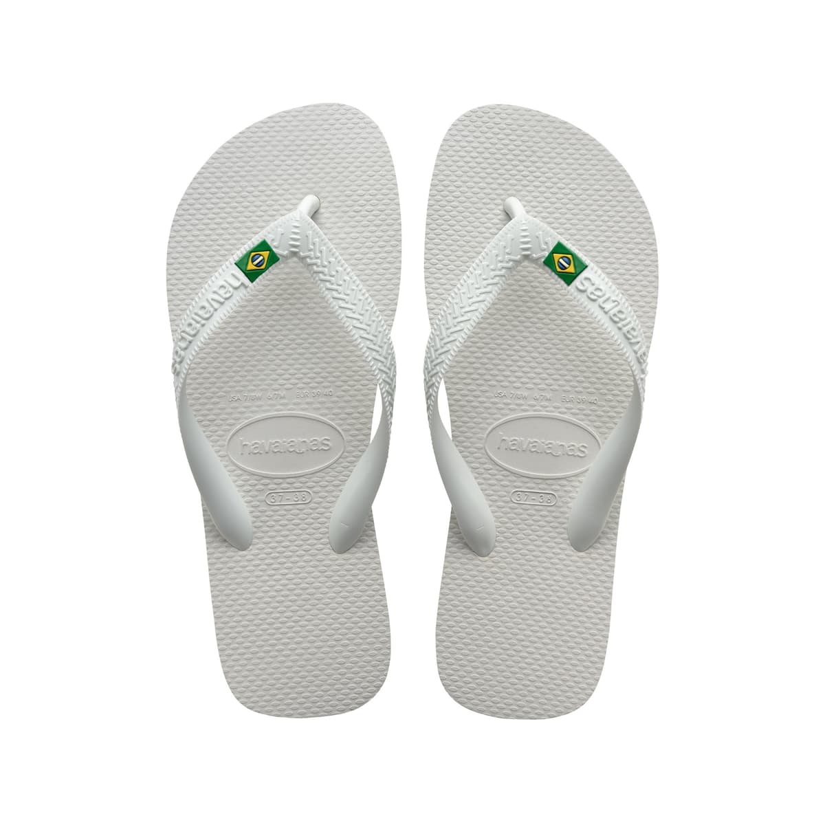 Havaianas - Top Brasil, Chanclas Cómodas, Duraderas y Ligeras, con Suela Antideslizante, Bandera de Brasil en las Tiras, Adultos Unisex 43/44 EU Blanco