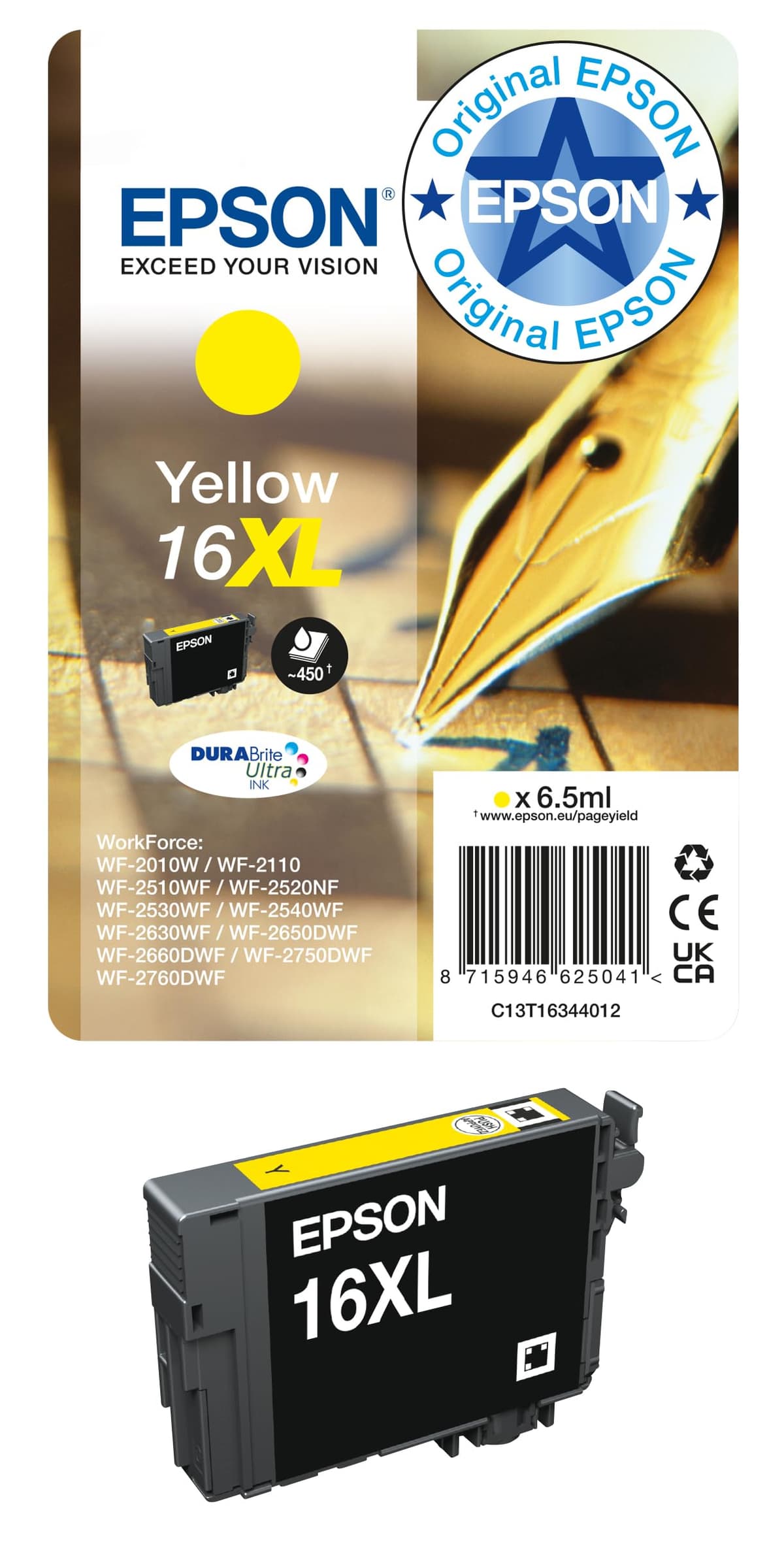Epson C13T16314012 - Cartucho de tóner adecuado para WF2010, color negro, paquete estándar, XL válido para los modelos WF-2010W, WF-2510WF y otros, XL — view 4