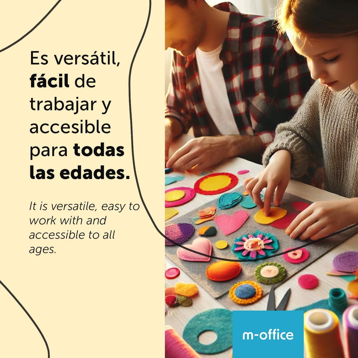 m-office Fieltro para Manualidades, Fieltro de Colores, Suave y Flexible, Material para Costura, Telas Patchwork, Ideal para proyectos DIY, artesanía o decoración, 40x60cm (surtidos, 10 uds) — view 4