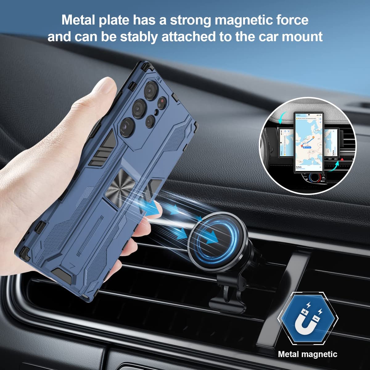 Funda para CMF Phone 2 Pro, Carcasa Antigolpes con Soporte anular metálico, Case Protectora de Grado Militar, Negro — view 844