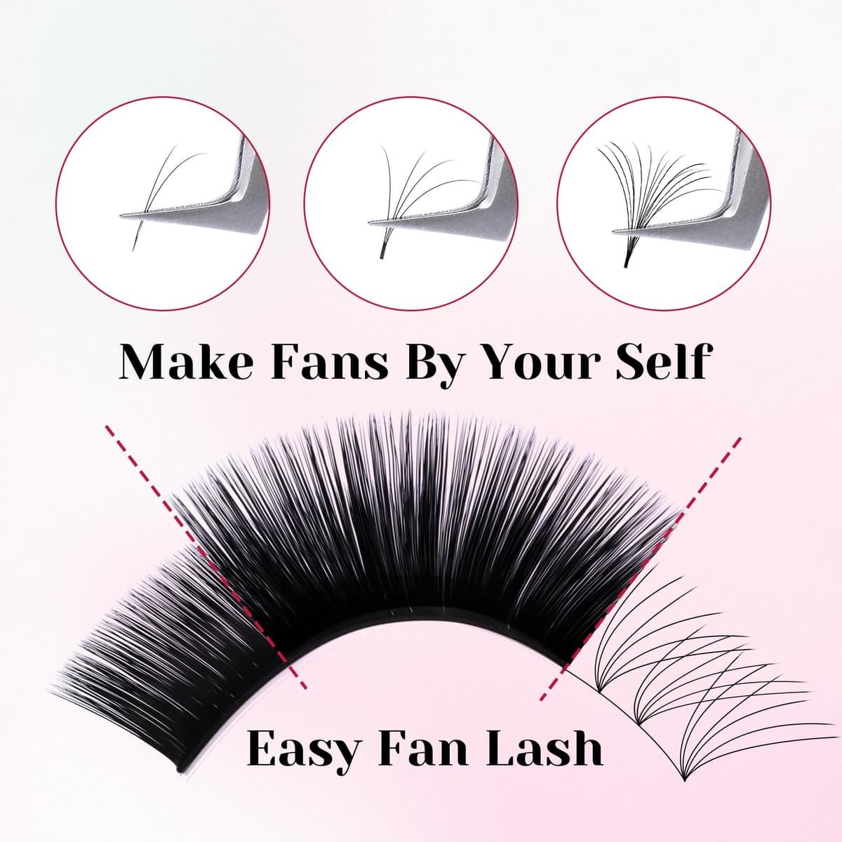 FADVAN Easy Fan Lashes, Self Fanning Volume Russian Eyelash Extensions 0.07D Curl 14mm Mixed Length Automatic Blooming Volume Easy Fan Lashes(0.07-D-14) — view 3