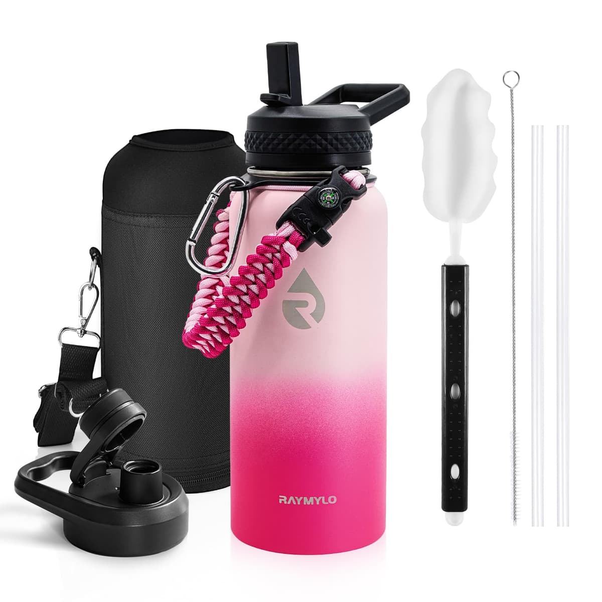 RAYMYLO One Gallon Water Bottle Insulated, Triple Walled Vacuum Stainless Steel (Cold for 48 Hrs), Leak Proof & Non-BPA, Large Water Flask Jug with Paracord Handle & Straw Spout Lids — view 46