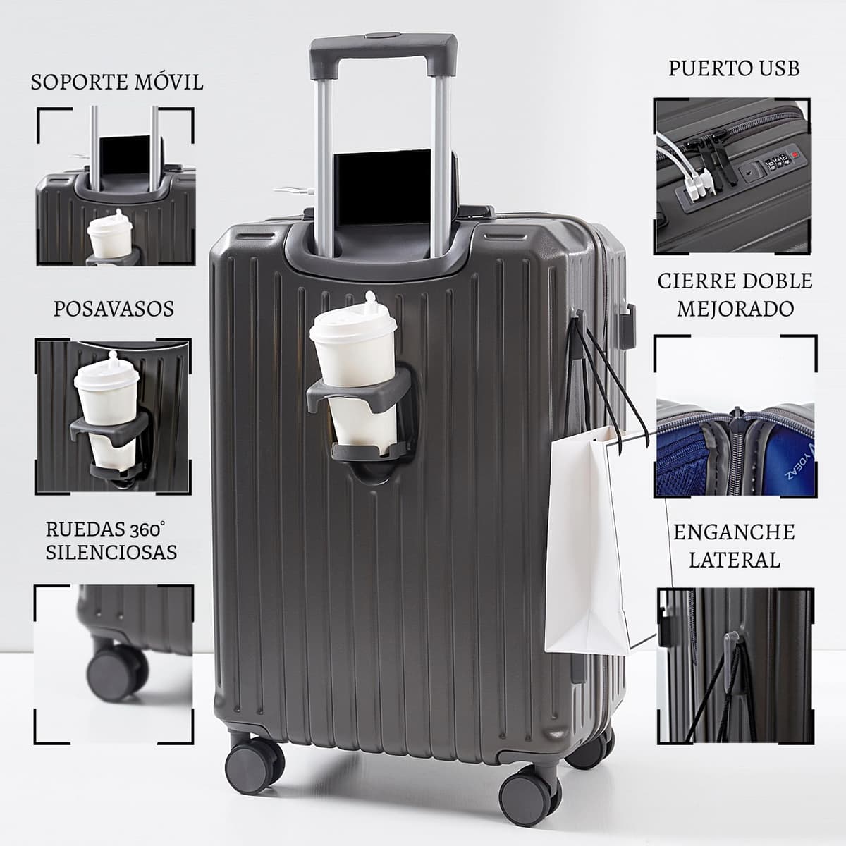 Maleta de Viaje Grande 76x50x32 cm Rígida ABS + PC con Cerradura TSA – Ideal para Facturación 23 kg, Ruedas Giratorias 360º Silenciosas — view 42
