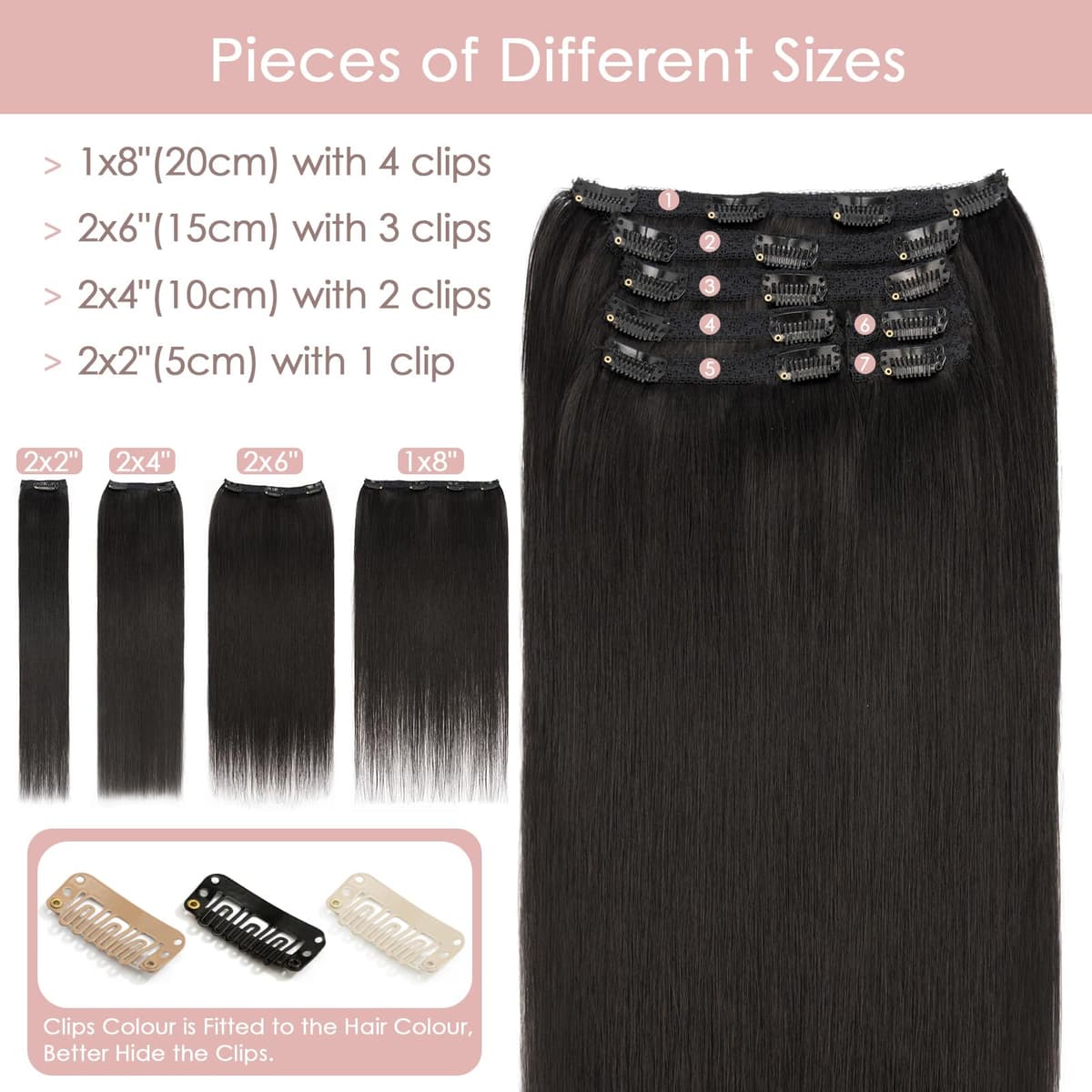 Silk-co 10inch Hair Extensions Clip in Hair Extension Human Hair #04 Medium Brown -Basic Thickness-Thin Weft- 8 Pieces Real Remy Straight Hair Extensions[50g] — view 233