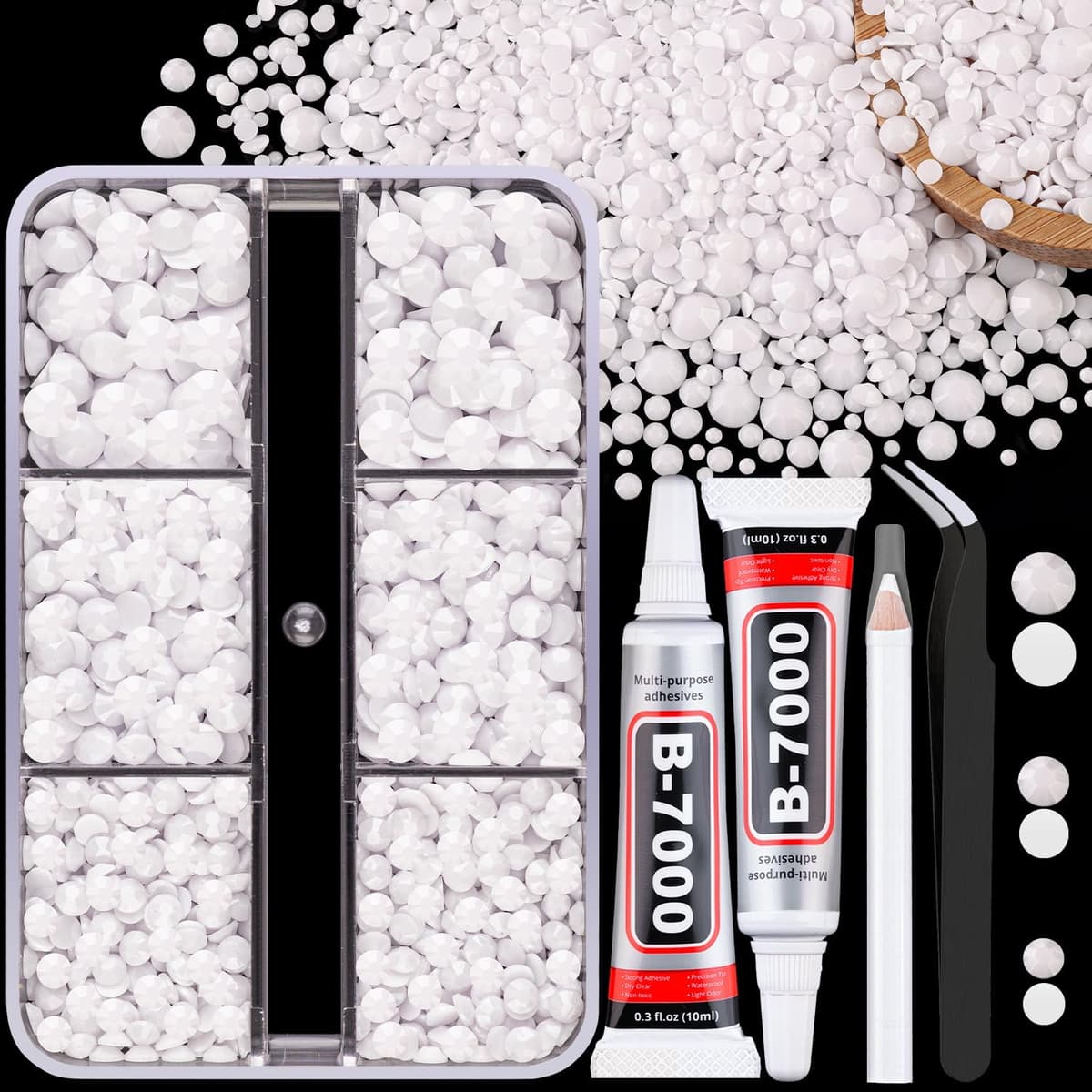 Resin Jelly Rhinestones for Crafting with B7000 Jewelry Glue, 2 Boxes Gold Flatback Crystals with 2Pcs 10ml Glue, Bedazzling Non Hotfix Gems for DIY Tumblers Clothing Shoes Manicure — view 48