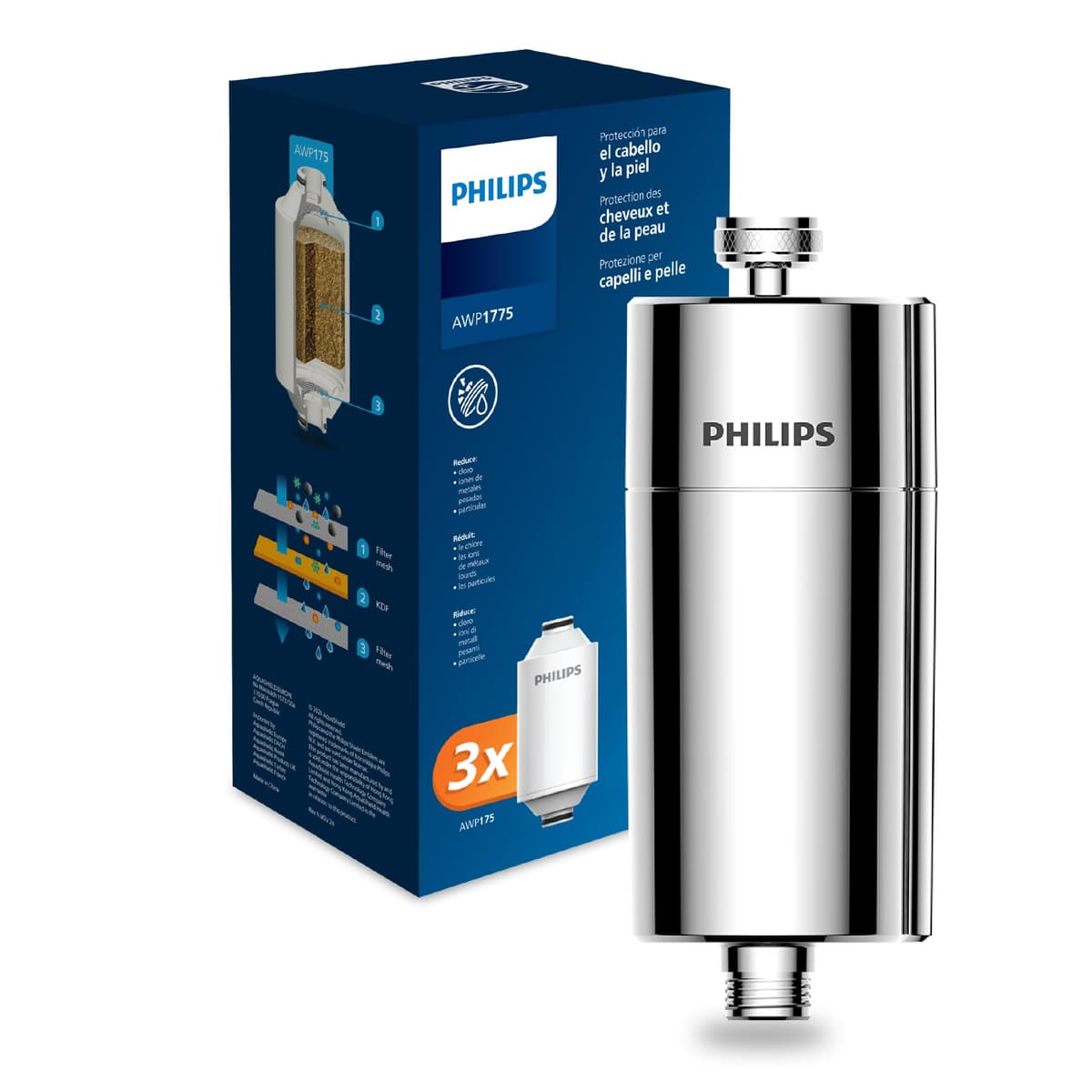 Philips Water Filtro de ducha en línea + 1 cartucho de repuesto, reduce el CLORO hasta un 99%, compatible con todas las mangueras y grifos estándar, capacidad de filtración 50 000 L por filtro — view 9