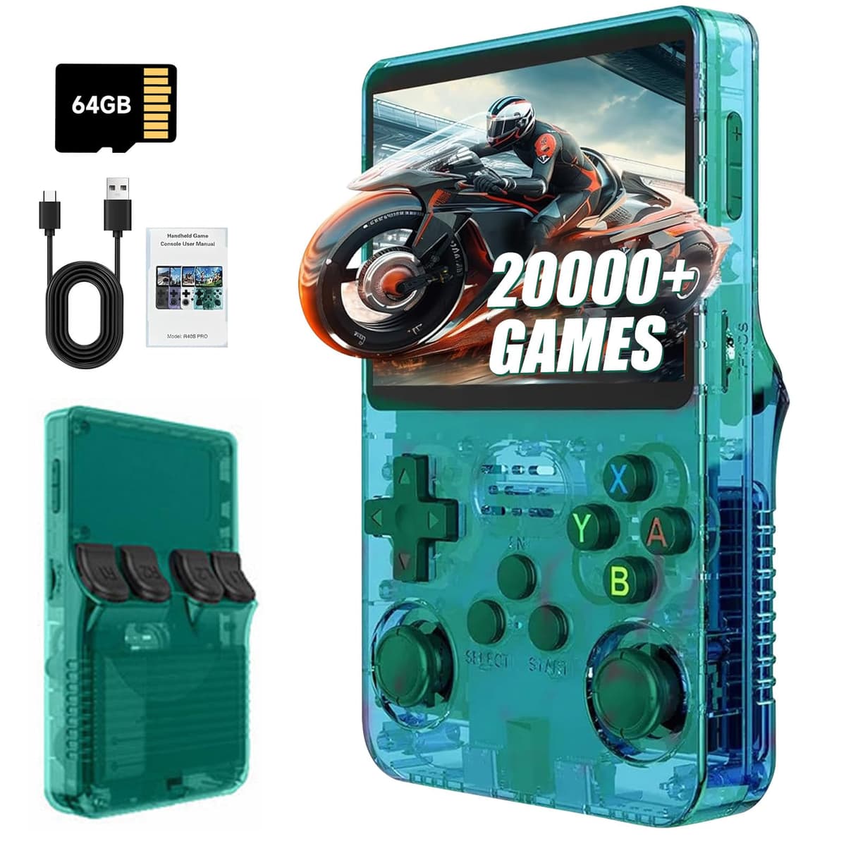 R36S Retro Handheld Games Console, 20,000+ Classic Games Portable Pocket Video Player with 3.5 Inch HD Screen, 64G TF Card, Open Source Linux System Screen for Teens and Adults (Black 64G) — view 8
