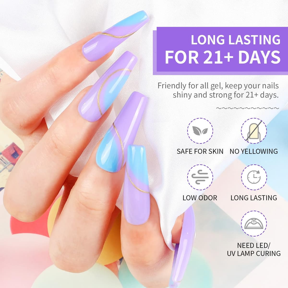 JODSONE 2 Botellas 10ml De base y top coat semipermanente Gel Polish Set Superficie Brillante En Casa DIY Nail Salon Girl Regalo — view 5