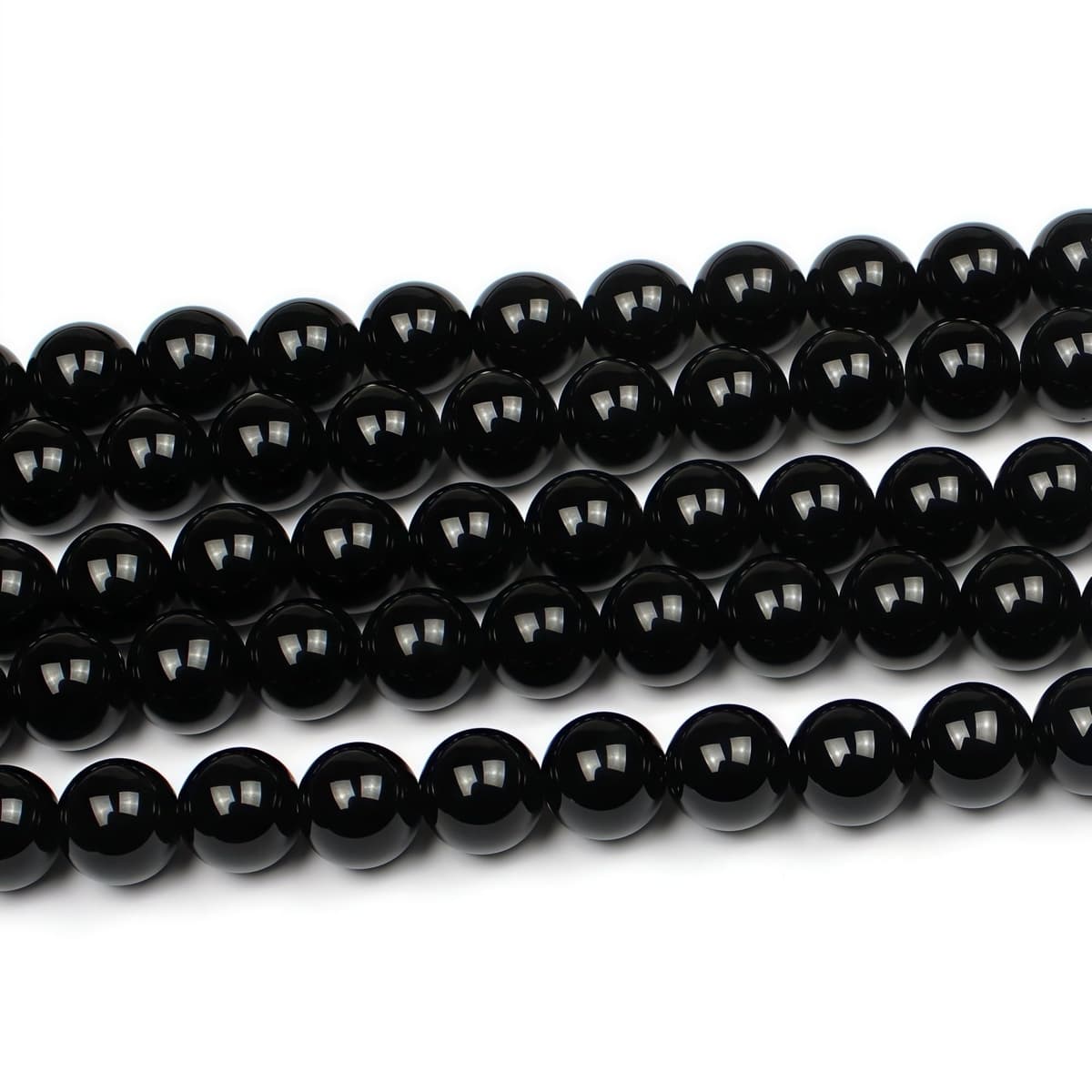 MJDCB Natural Round Stone Beads 8mm Black Onyx Loose Gemstone Beads for Jewelry Making Bracelet Necklace 43pcs — view 4