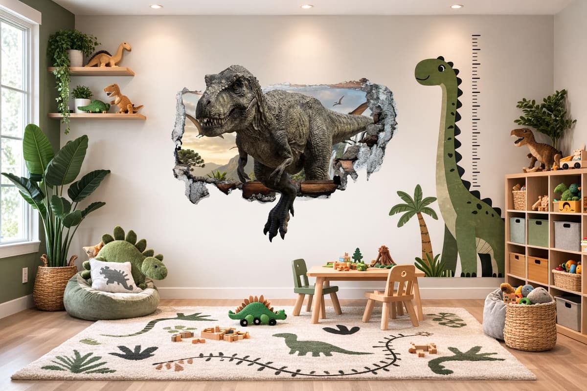 Large Dinosaur Wall Stickers for Boys Bedroom, 3D Dinosaur Wall Art Decals for Kids Nursery Decor, Peel and Stick Dinosaur Stickers, Removable Childrens Wall Stickers for Bedroom, Playroom & Nursery — view 2