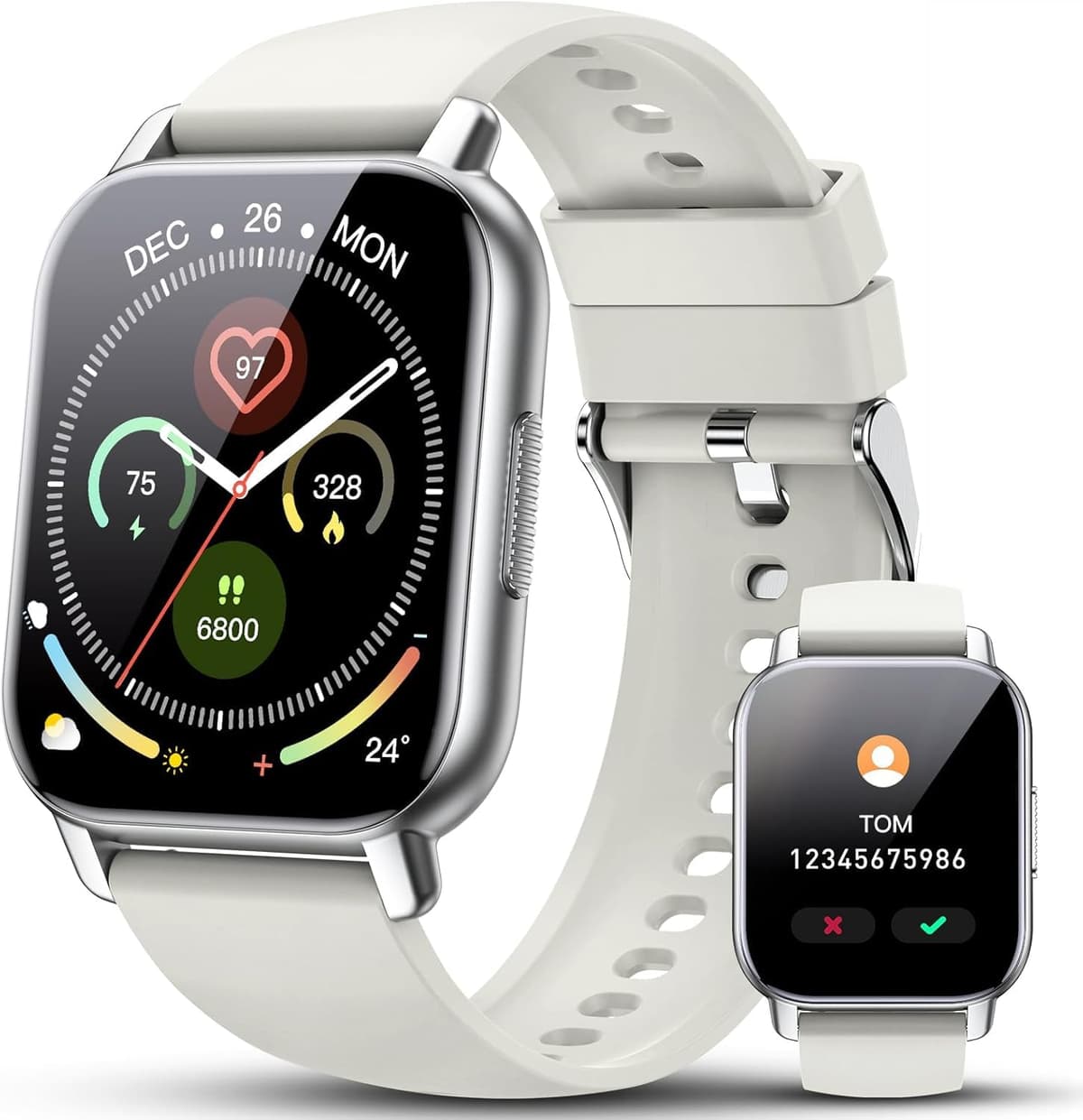 Smart Watch for Men Women Answer/Make Call, 1.95" HD Fitness Watch with Heart Rate/Sleep/Stress Monitor, 2026 Activity Tracker with 110+ Sport Modes, IP68 Waterproof Smartwatch for Android iOS, Black — view 10