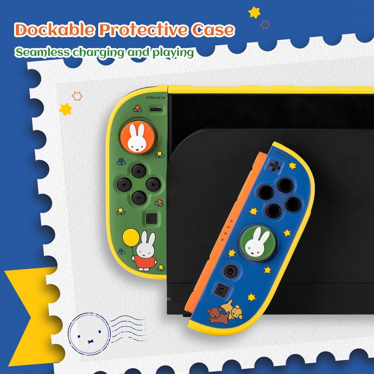 Kuitmor Protective Case Compatible with NS2, Detachable Hollow Shell Anti-Scratche and Shock-Absorption Dockable Hard Shell for Switch 2 Game Console - Vibrant Bunny — view 3