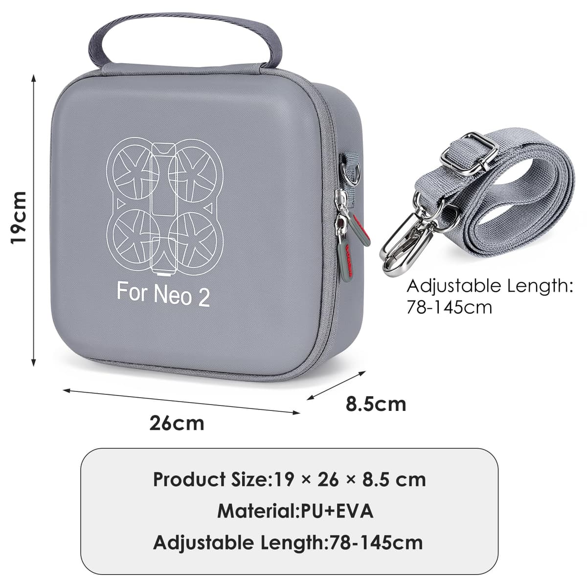 Funda para Drones para dji Neo 2, Funda rígida Impermeable para dji Neo 2, Bolsa de Viaje de PU portátil y compacta con Correa de Transporte — view 5