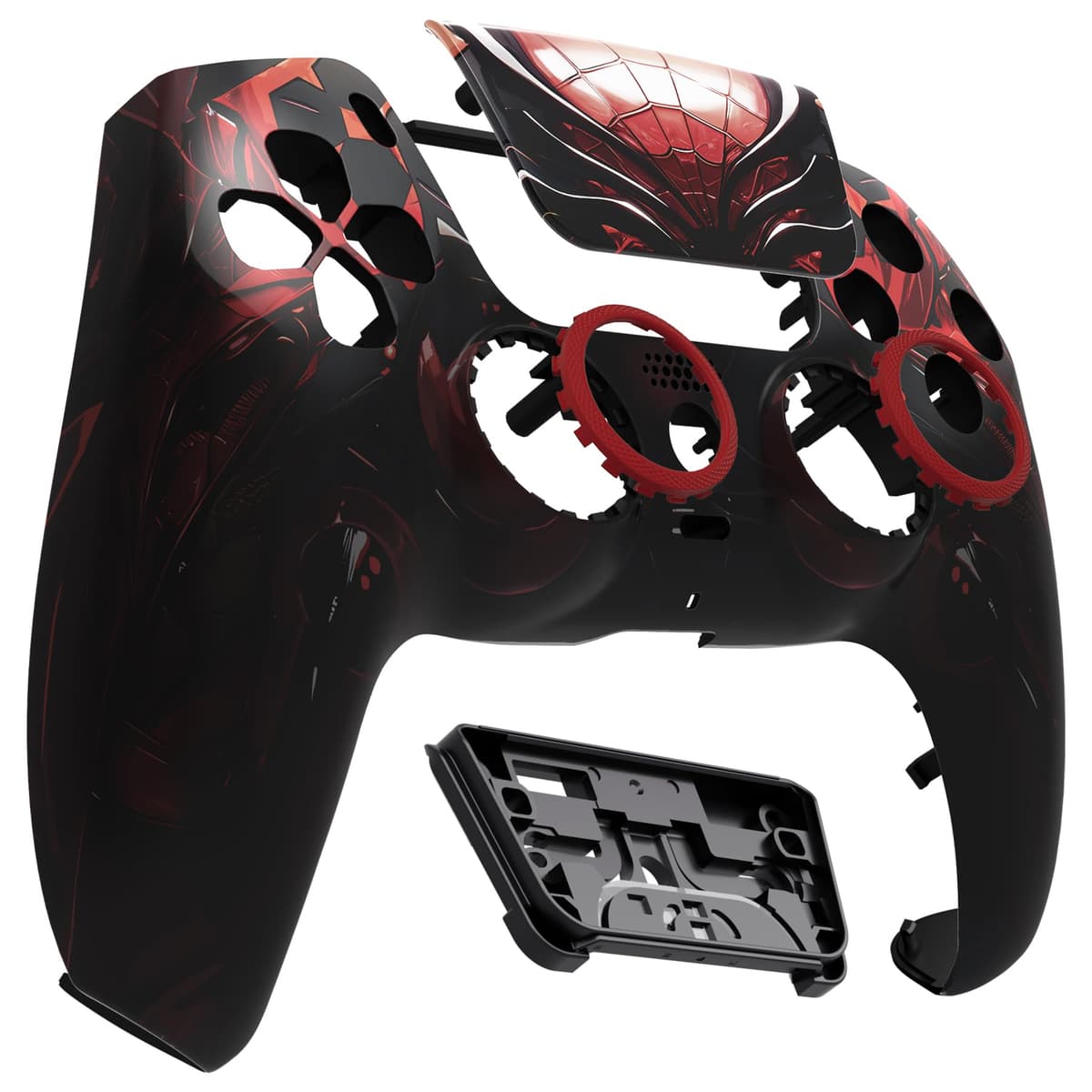 eXtremeRate Luna Redesigned Front Shell Touchpad Compatible with ps5 Controller BDM-010 020 030 040 050, Spider Armor Replacement Faceplate Case Custom Touch Pad Cover Compatible with ps5 Controller — view 4