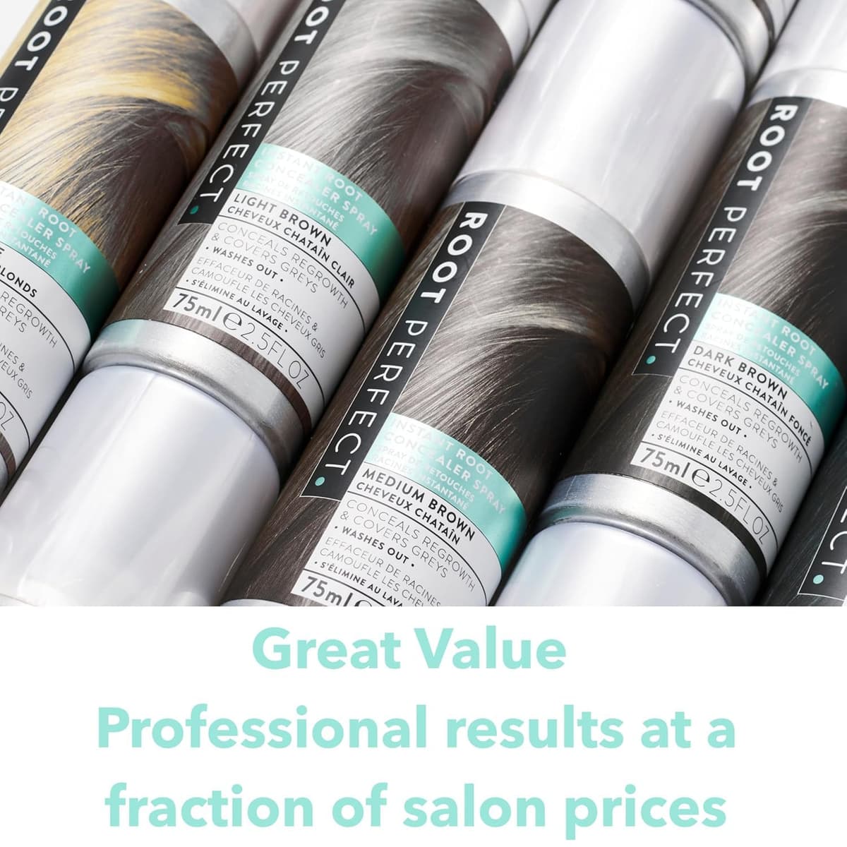 ROOT PERFECT Dark Brown Root Concealer Spray: Instant Gray Coverage, Temporary Hair Color Touch Up, Quick Salon Quality Dye for Women, 75ml — view 7