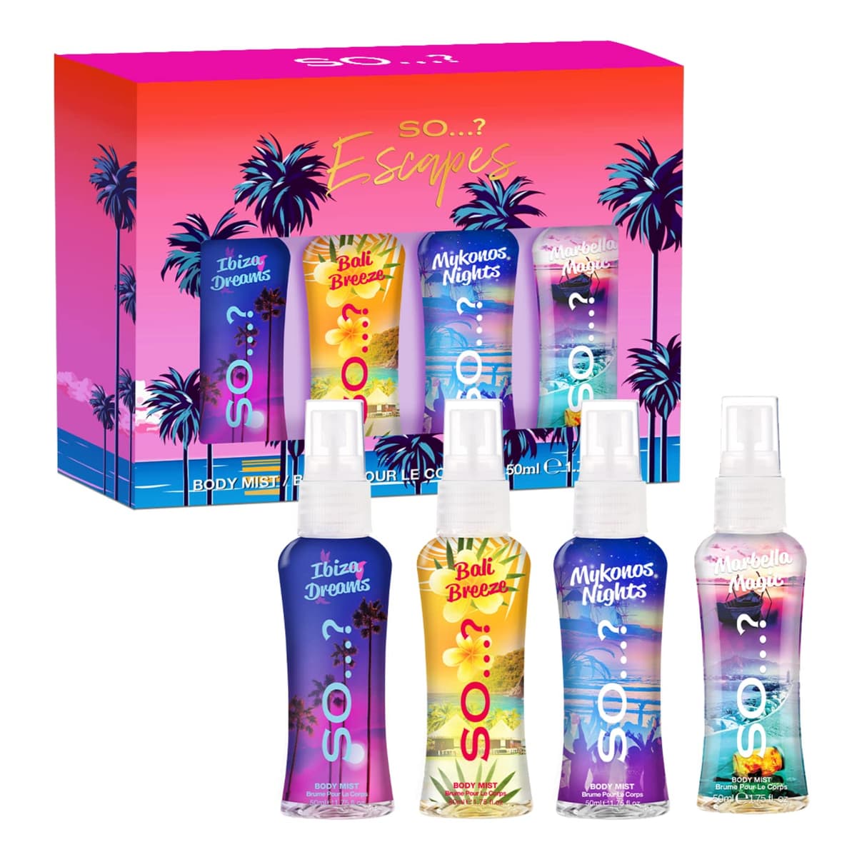 So…? Escapes Womens Gift Set, with Ibiza Dream, Bali Breeze, Mykonos Nights & Majorca Love, Fragrance Spray Set (4 x 50ml) — view 11