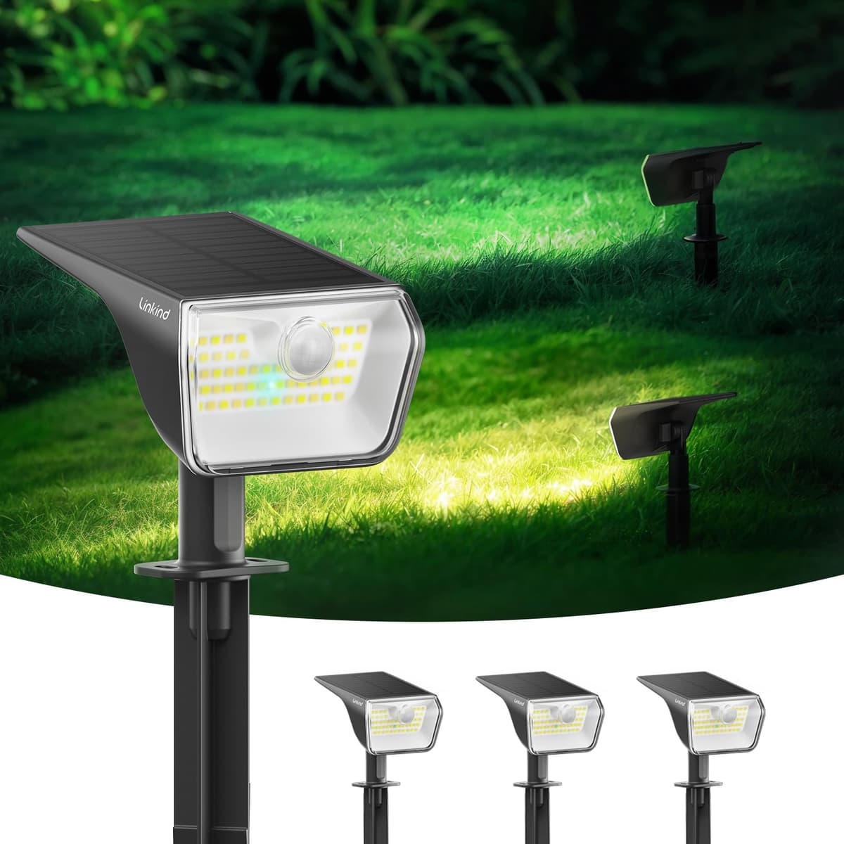 Linkind 60 LED Luces Solares Exterior Jardin,3000K Blanco Cálido Focos Solares con el modo de invierno, 800LM,Impermeable IP67 Lámparas Solares para Jardín, Patio, Calzada, Piscina,3 Piezas — view 19
