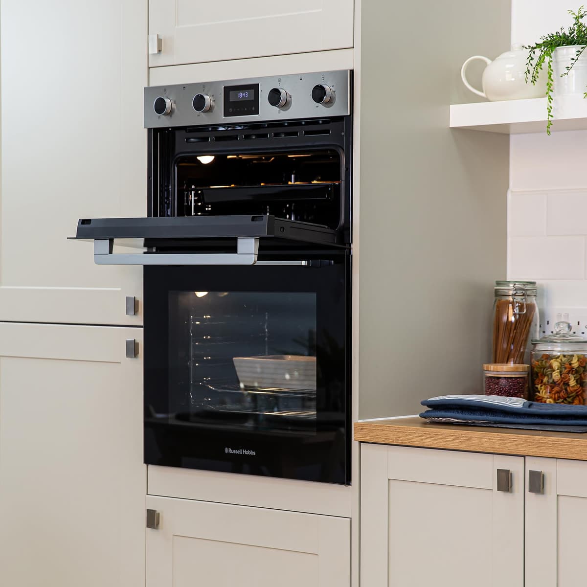 Russell Hobbs 89cm High, 60cm Wide, Stainless Steel, 110L, Built-In, Electric Fan Double Oven, RH89DEO2002SS - Free 2 Year Guarantee — view 5