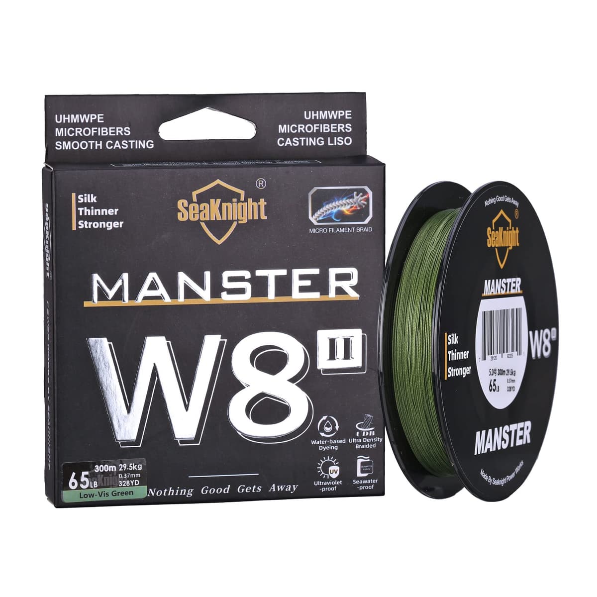 SeaKnight W8 II Sedal de Pesca Trenzado de Agua Salada de 8 Capas, 150 m/300 m/500 m, Polietileno Trenzado, 8 Hilos, para Carpa, Trucha, 15-100 kg